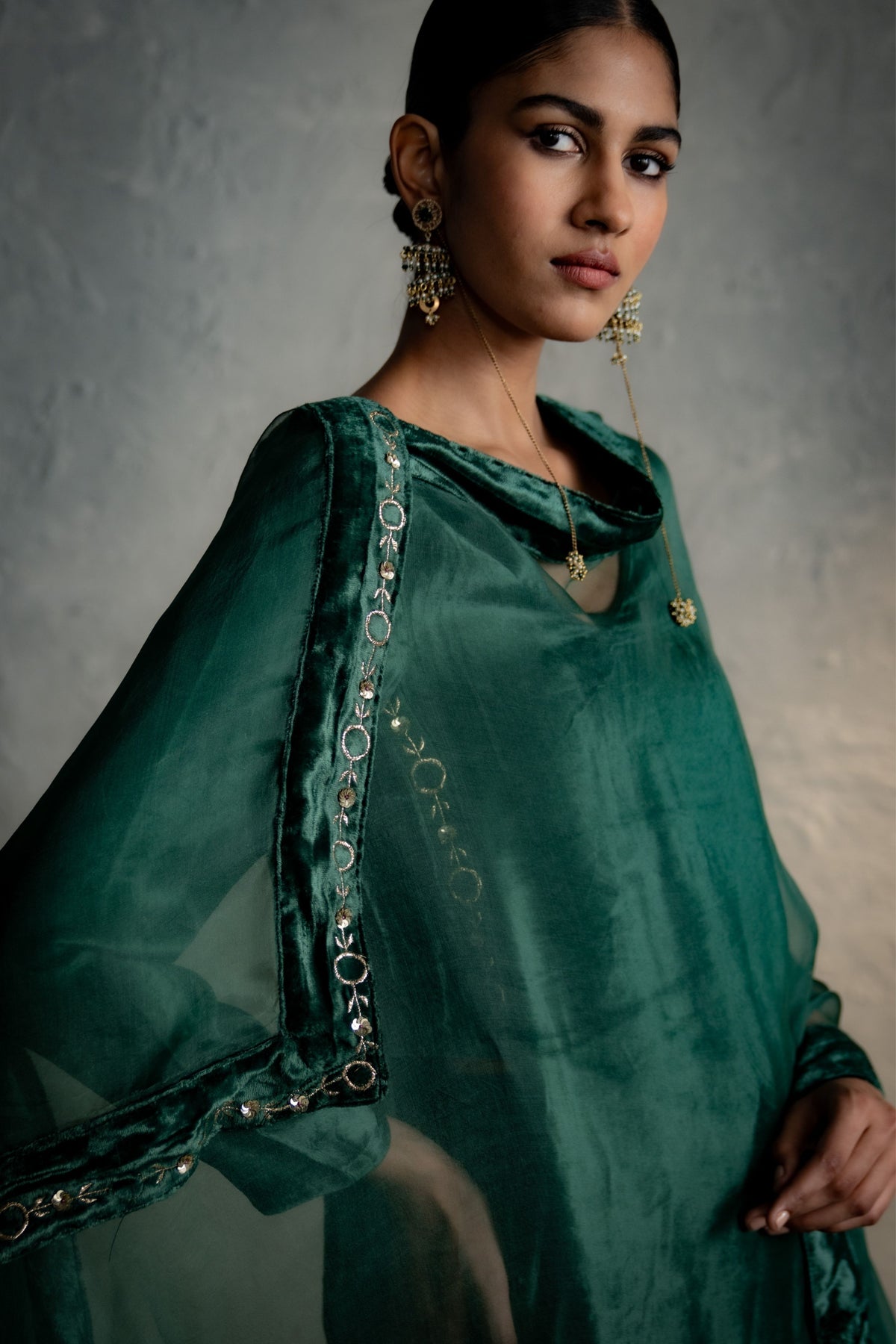Velvet Green Kurta Set