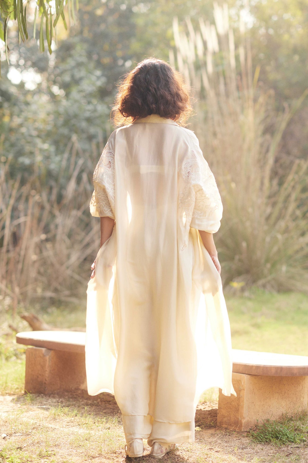 Ivory Embroidered Jacket Set