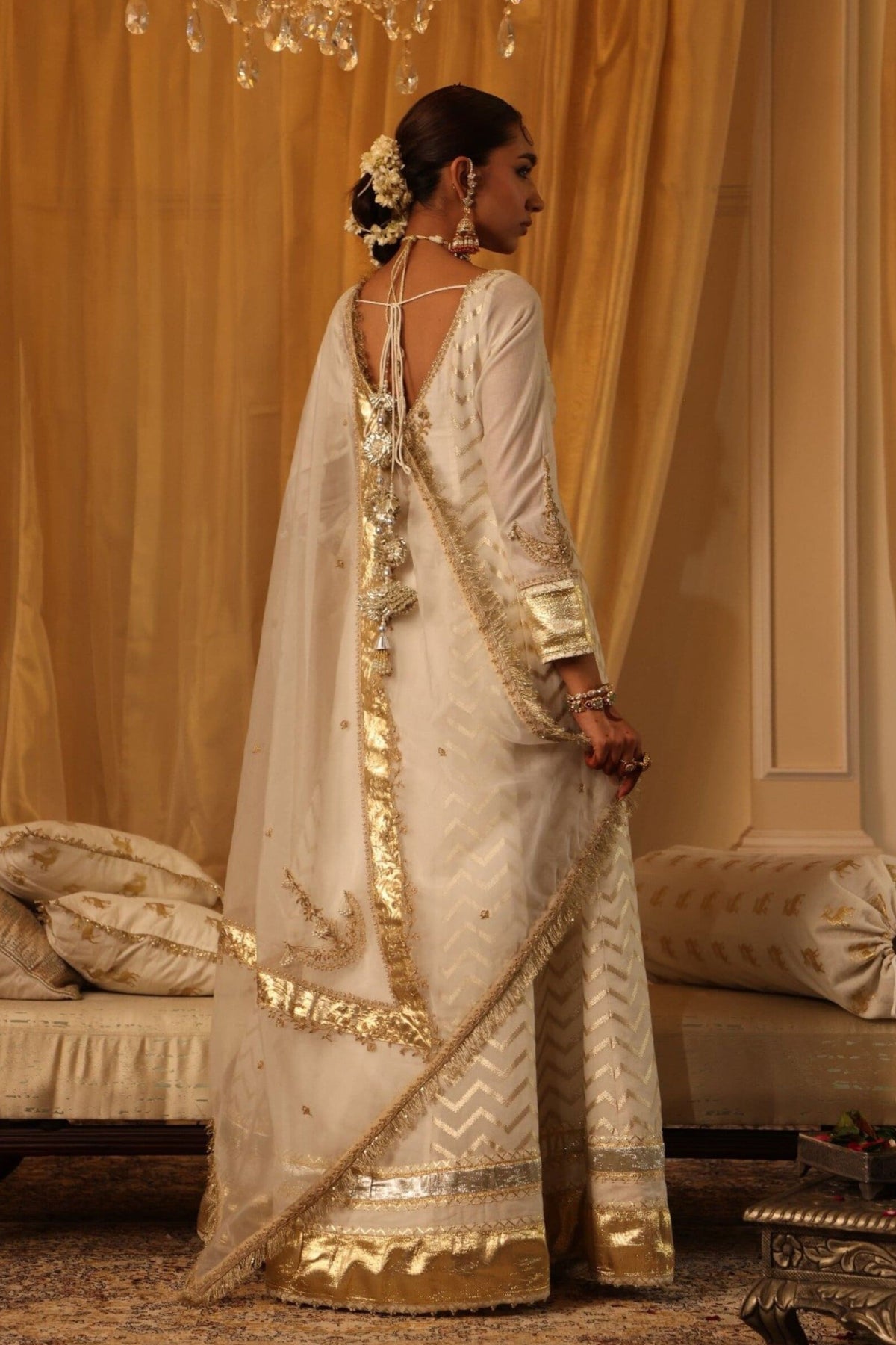 Chanderi Silk Ivory Anarkali Set