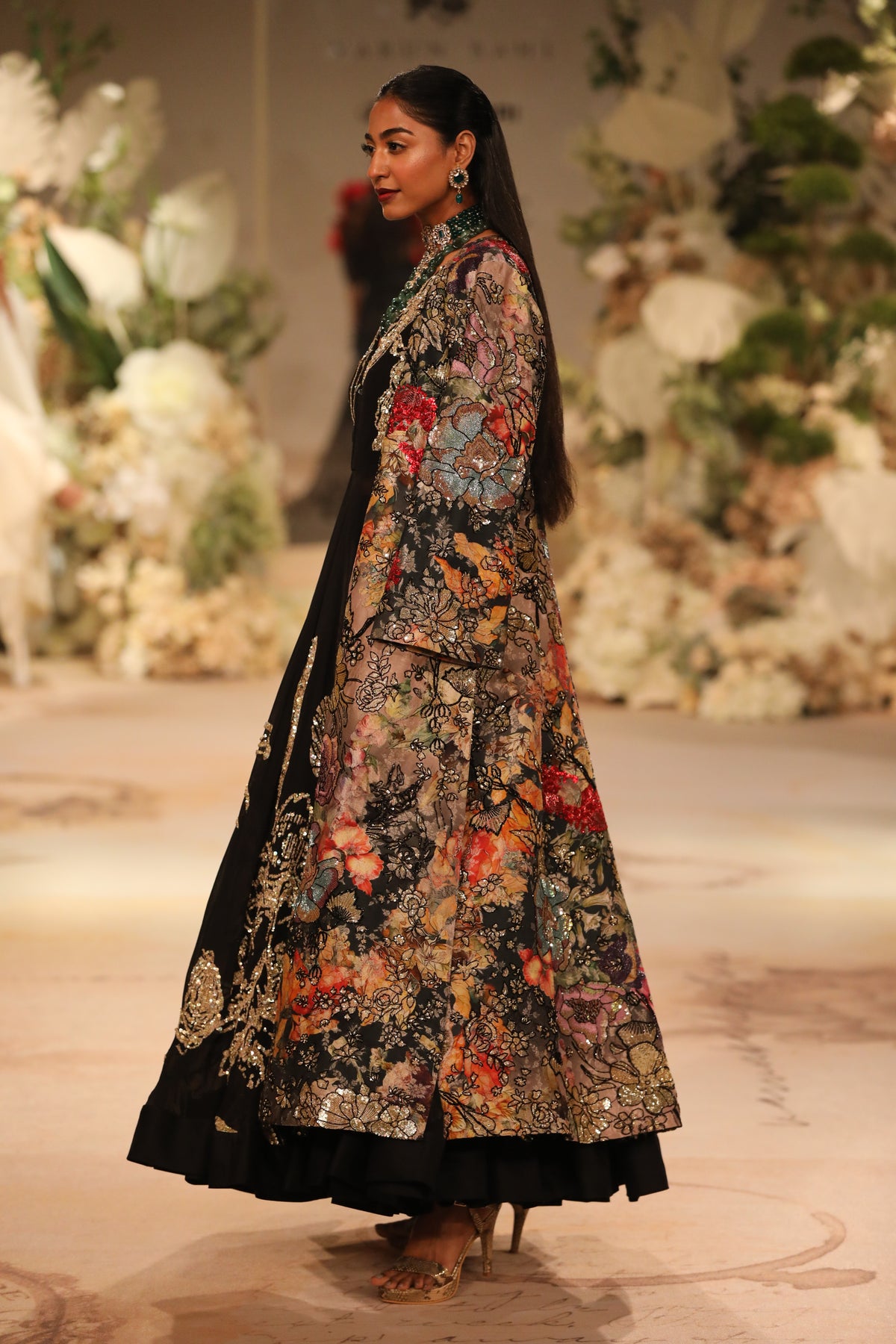 Printed Brocade Jacket With Anarkali