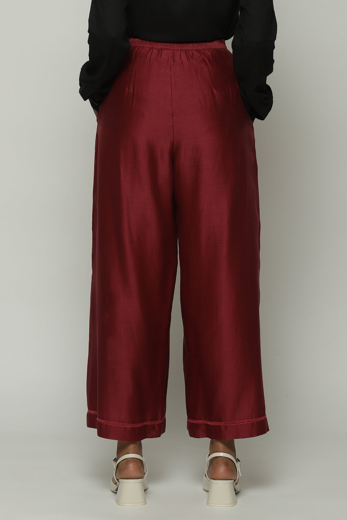 French Knot Neck Wine Trouser