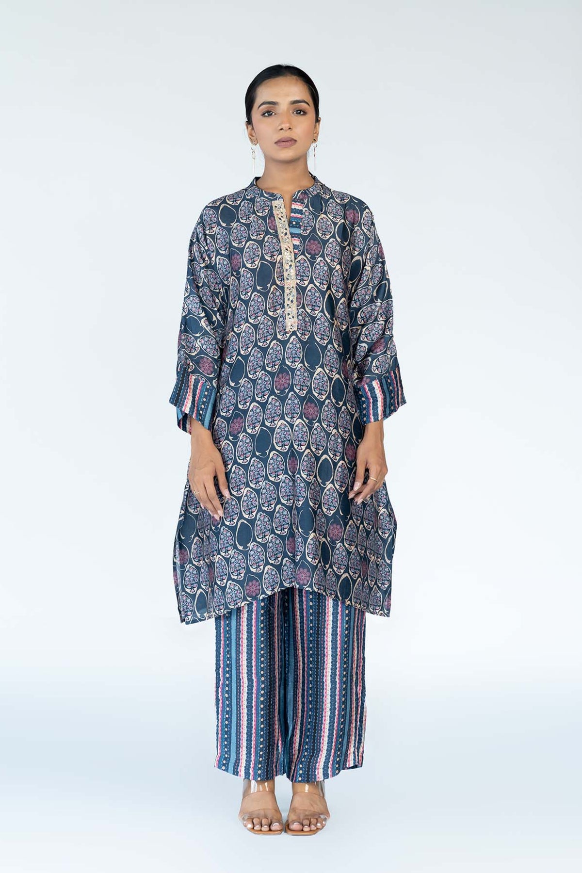 Navy Blue Coord Mughal Boota Set (2 pc)