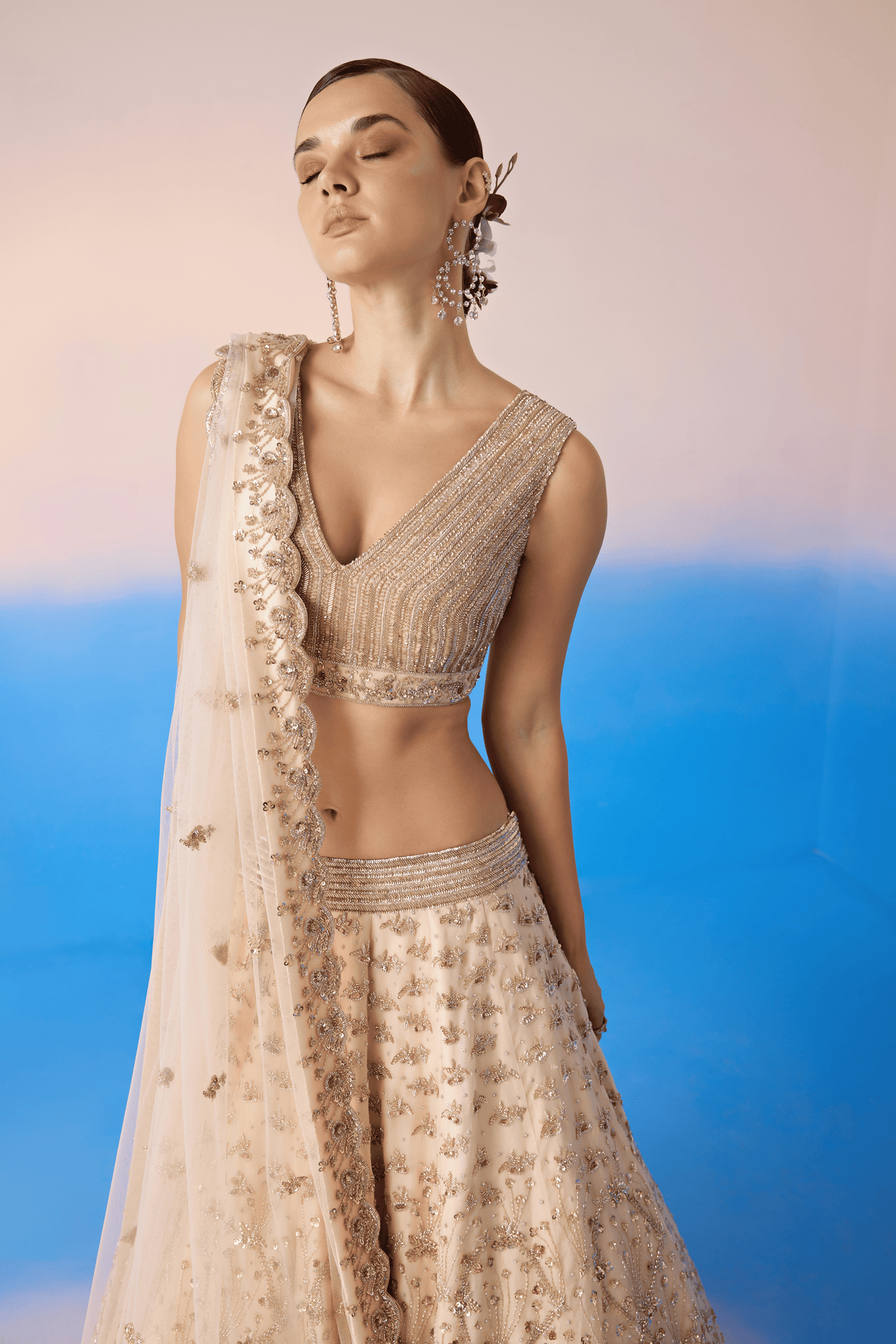 Elegant Beige Lehenga Set