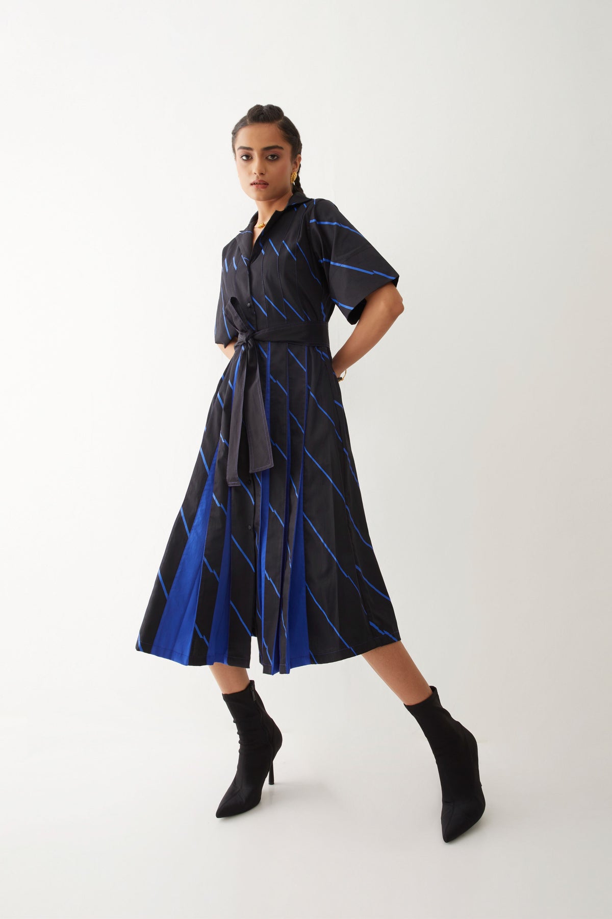 Monaco Dress With Bias Print