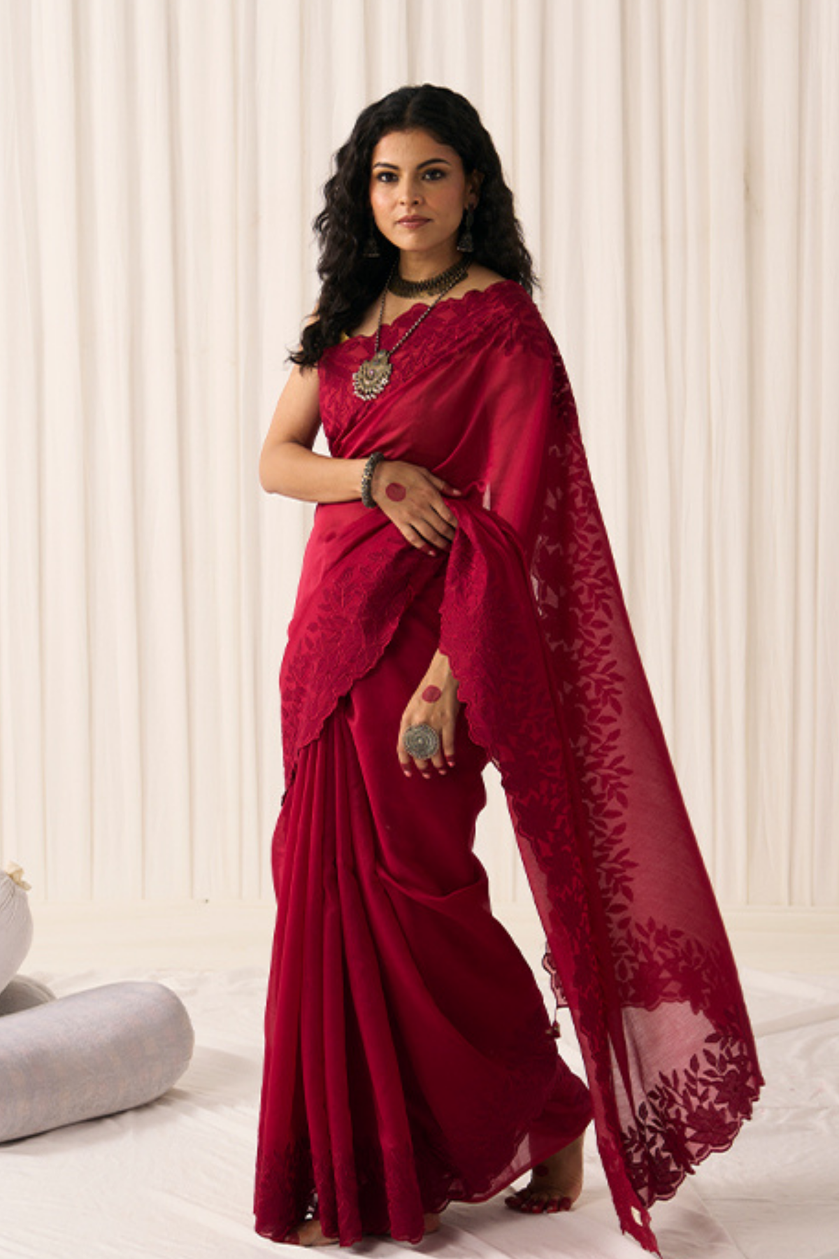 Maroon Chameli Saree