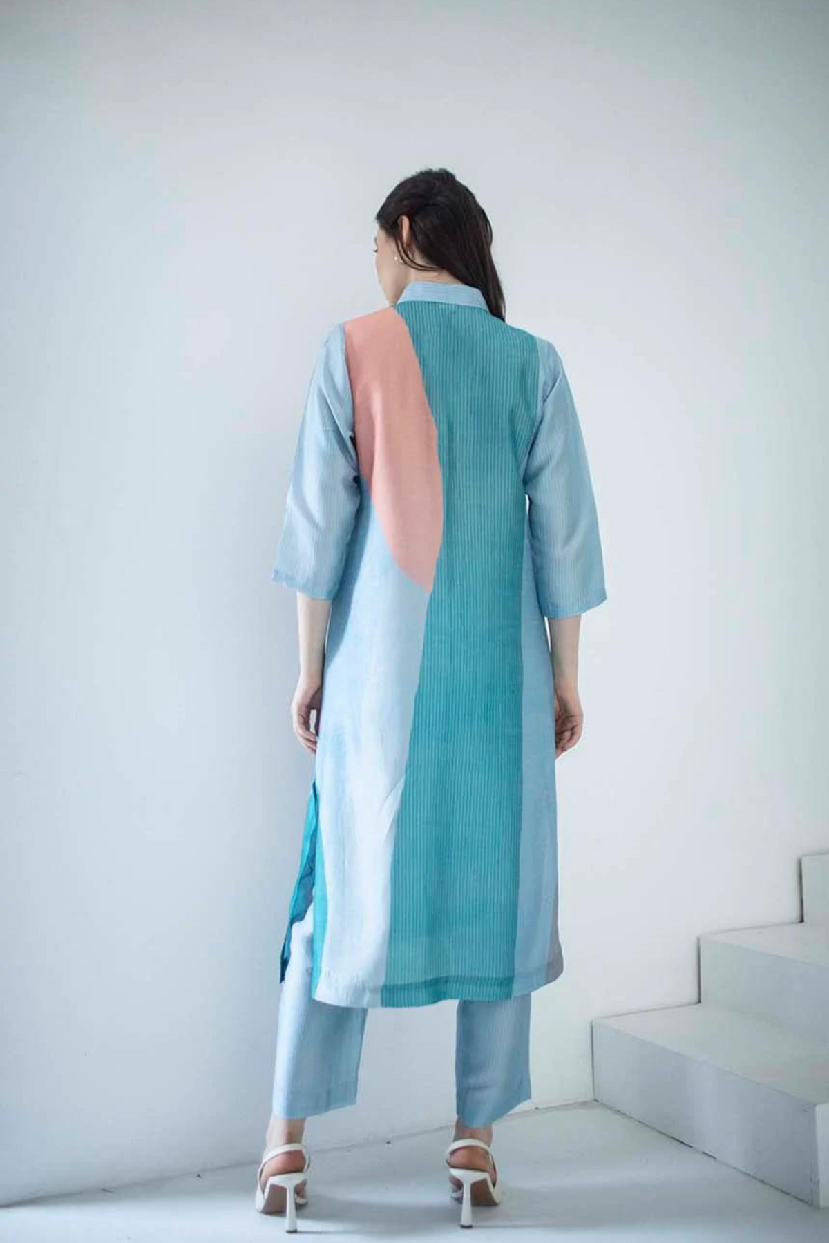 Blue Abstract Geometric  Tunics Set