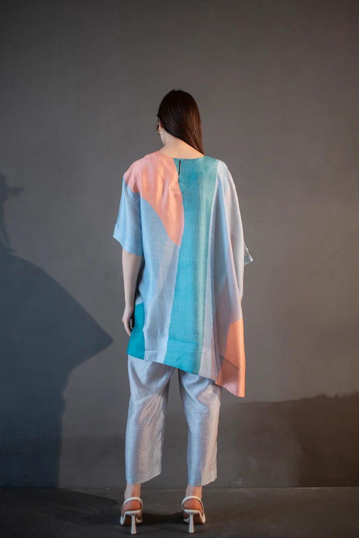 Blue Abstract Geometric Tunics Set