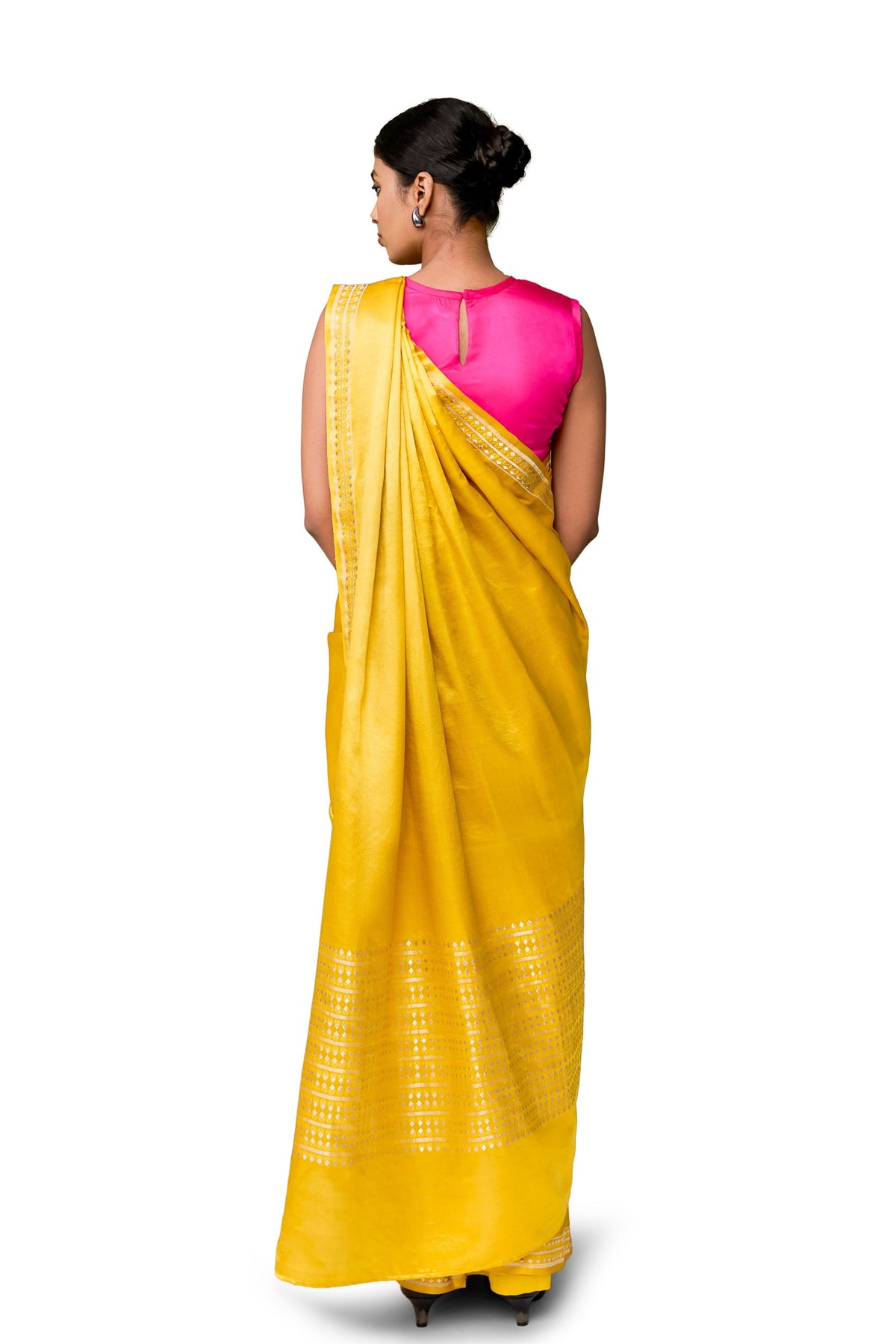 Mustard Gajji Satin Saree