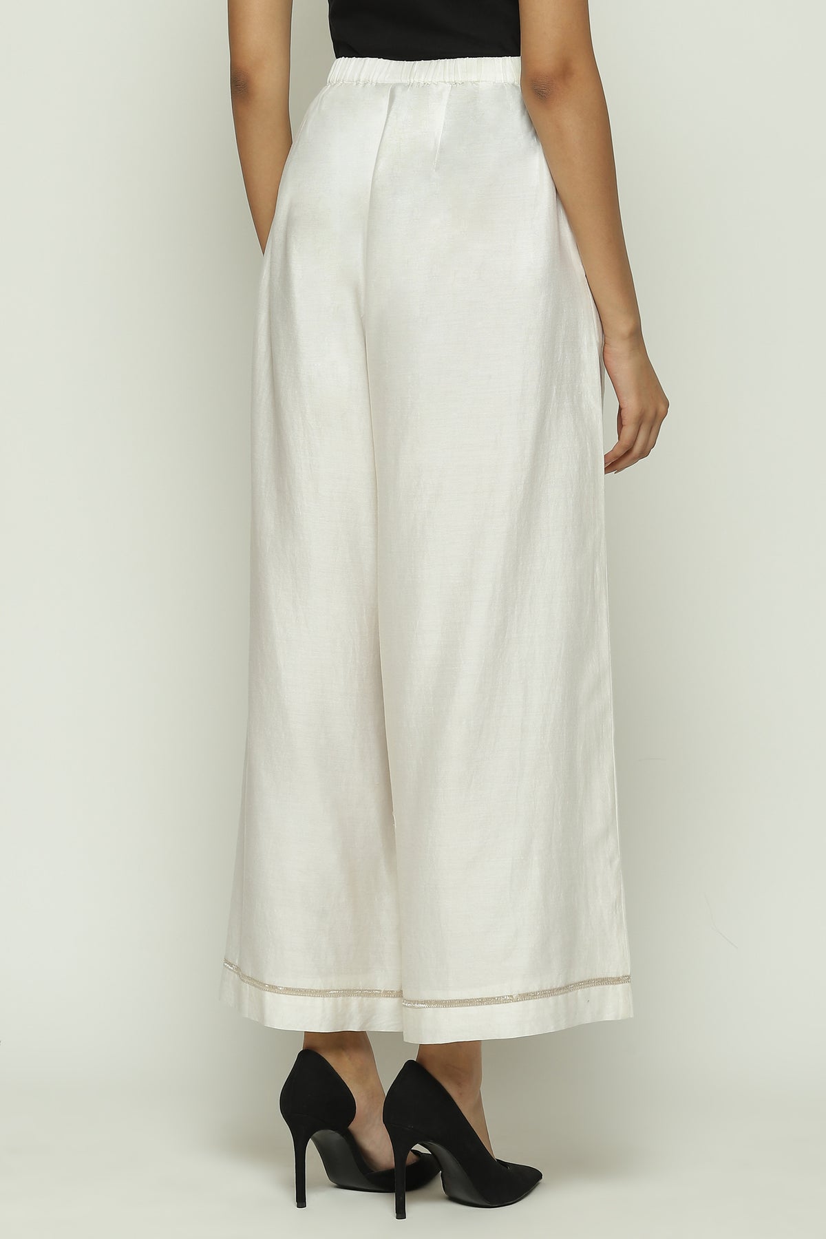 French Knot Neck Ivory Trouser