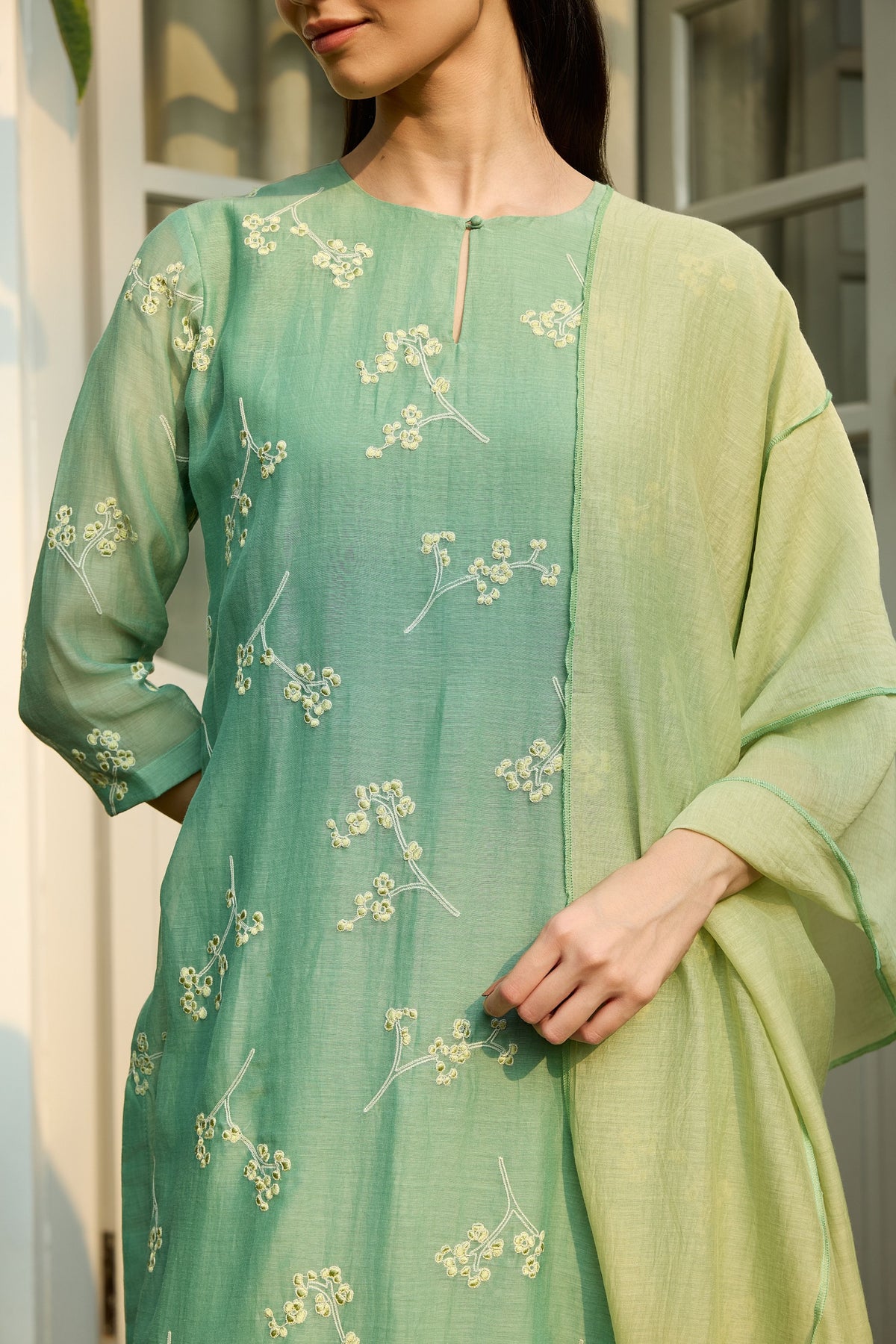 Verdant Floral Embroidered Kurta Set