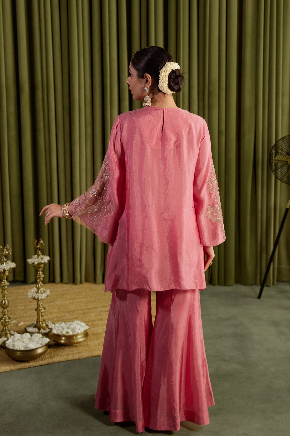 Rose Pink Embroidered Sharara Set