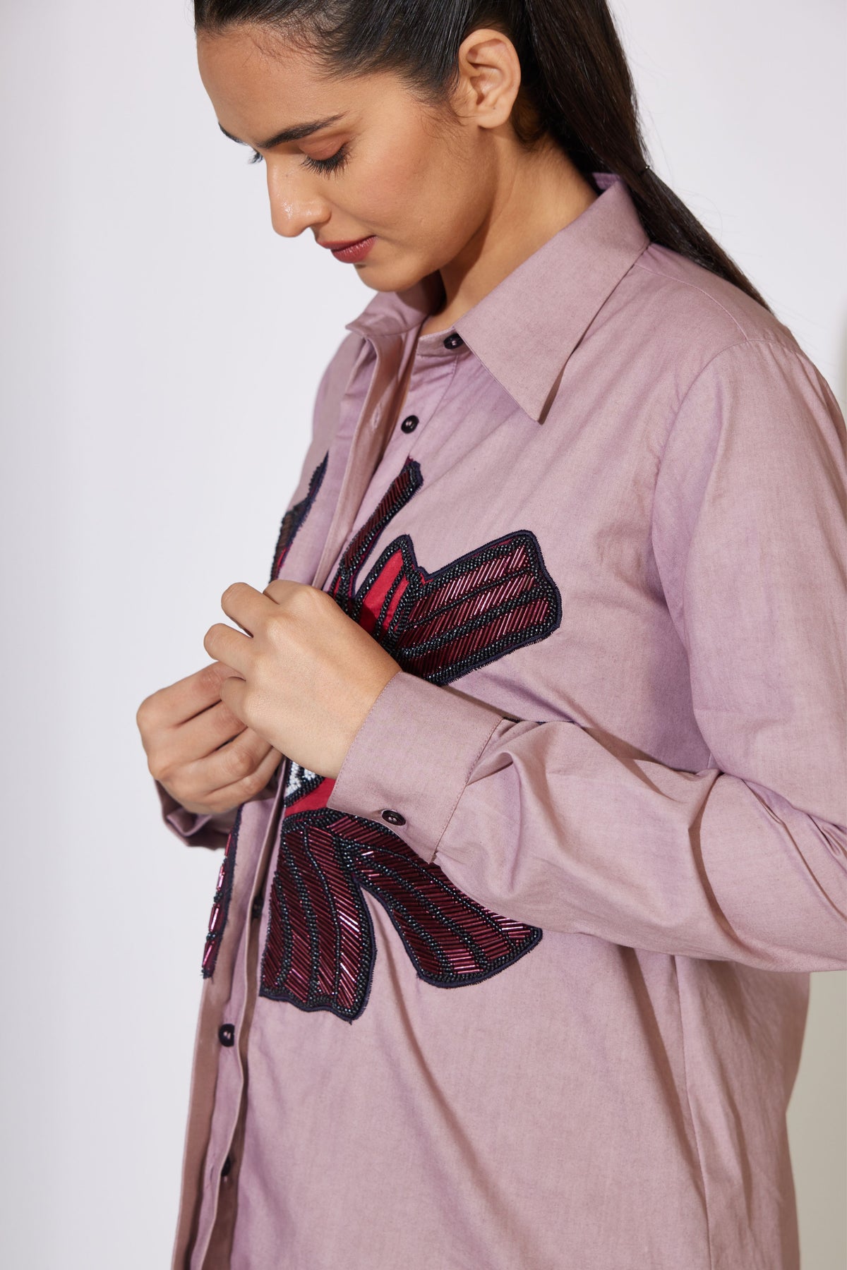Peach Plain Patch Shirt