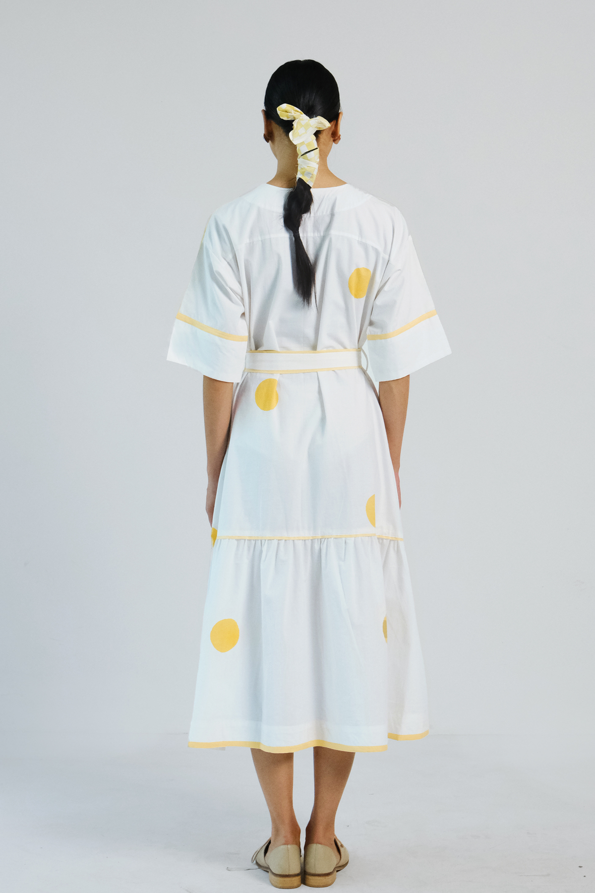 White Yellow Belt Dress