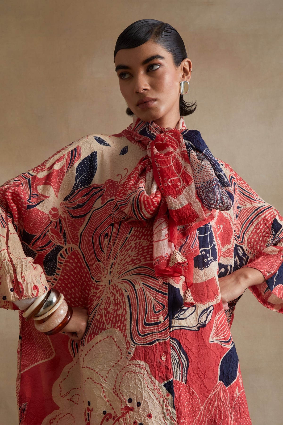 Tomato Floral Printed Stole