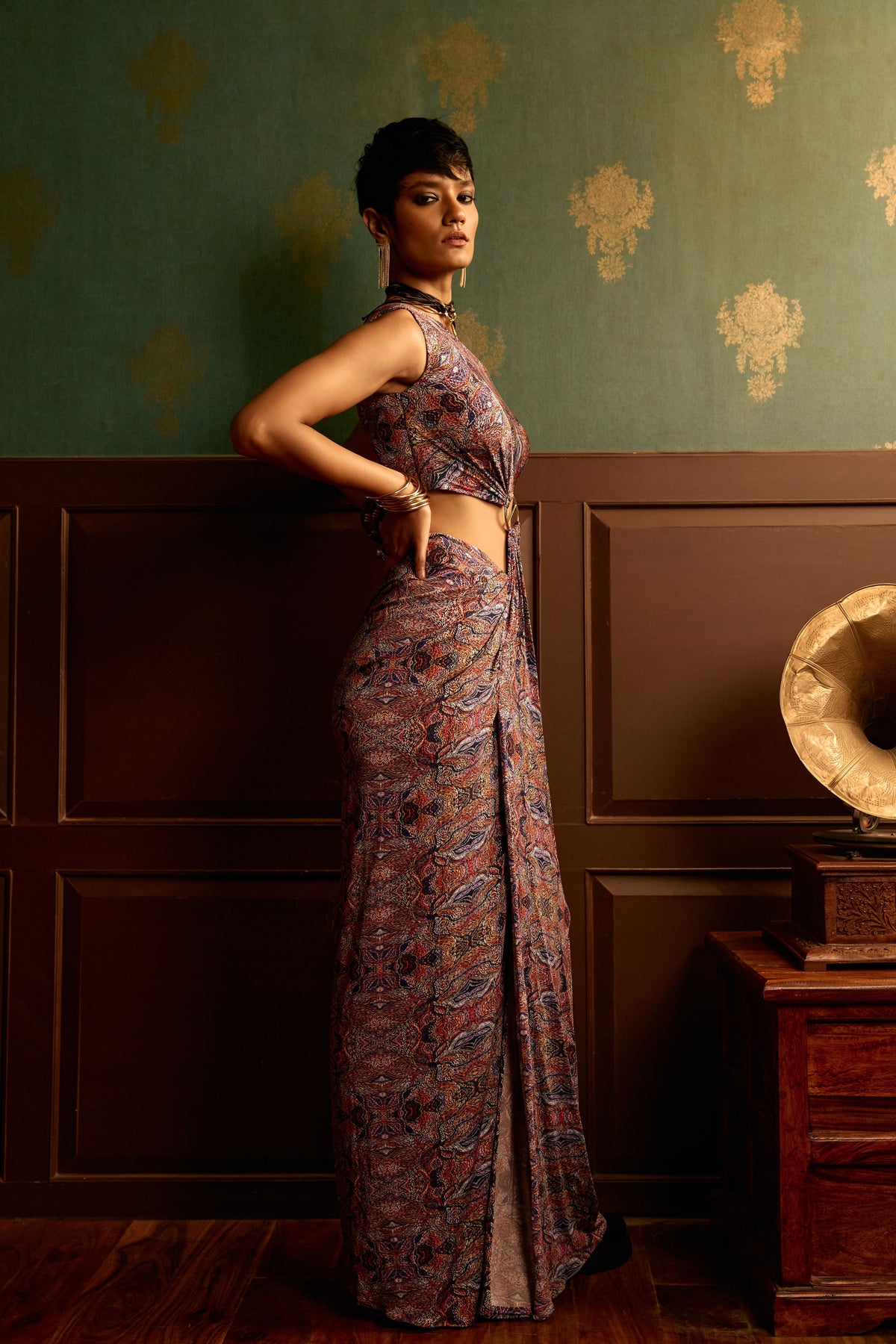 Prism Brown Drape Gown