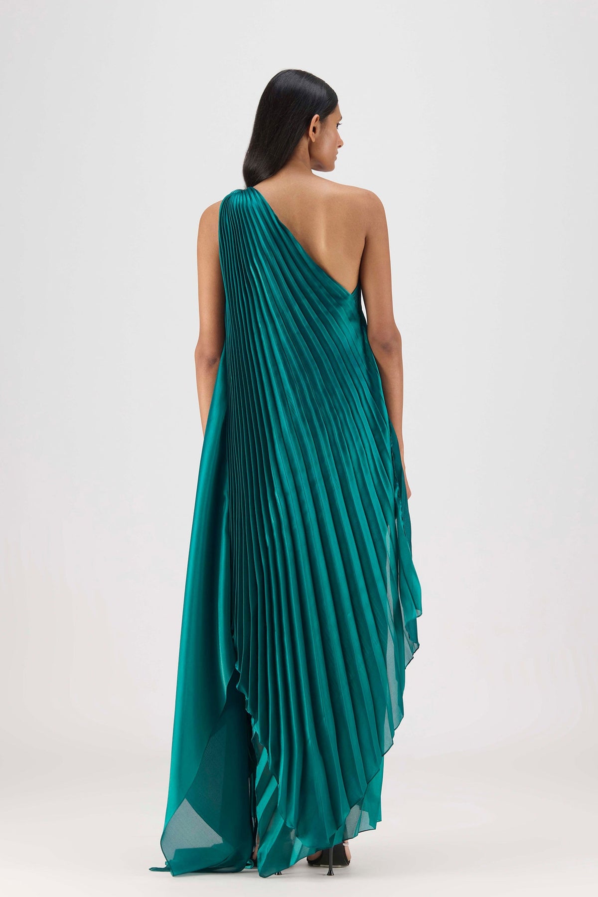 Emerald Fluid Pleated Gown