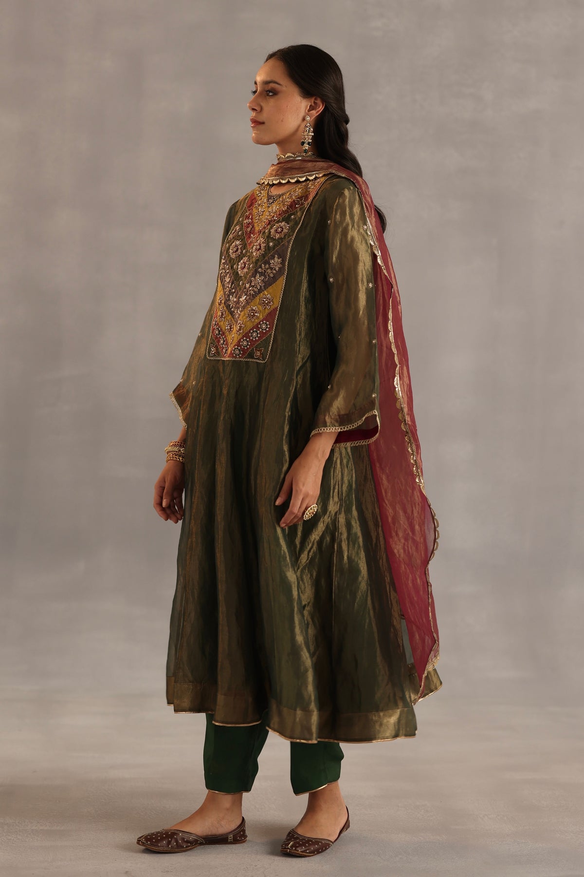 Navratna Olive Kurta Set