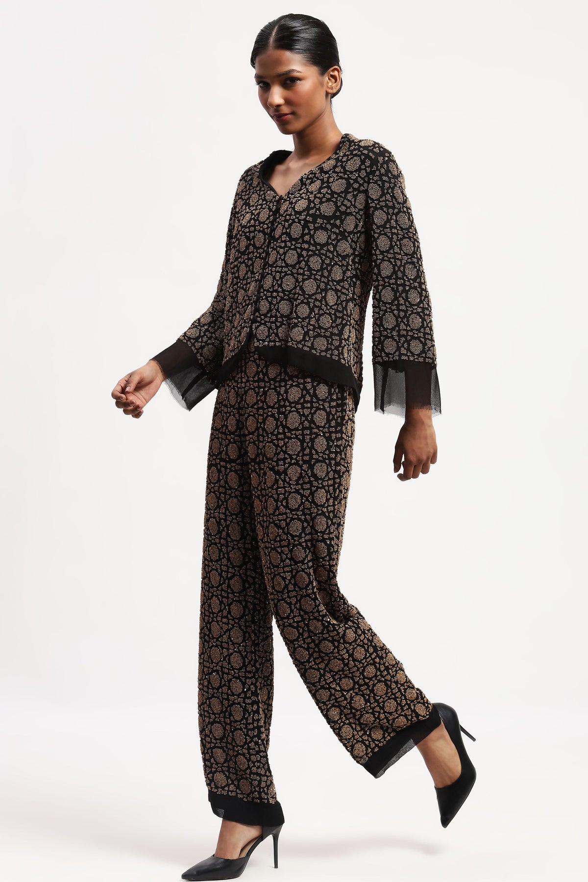 Embellished Wicker Pattern Jacket