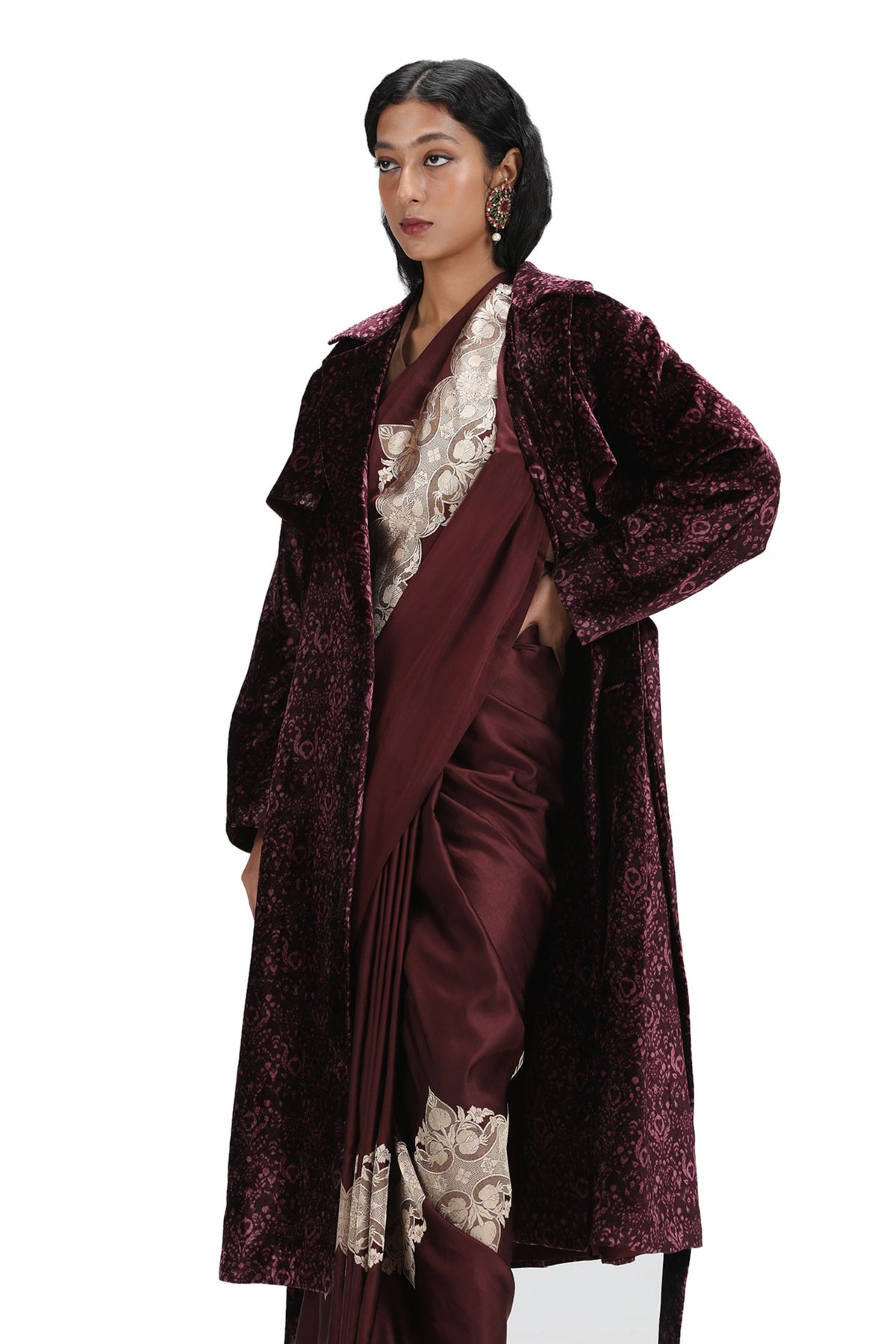 Madhura Burgundy Trench Coat