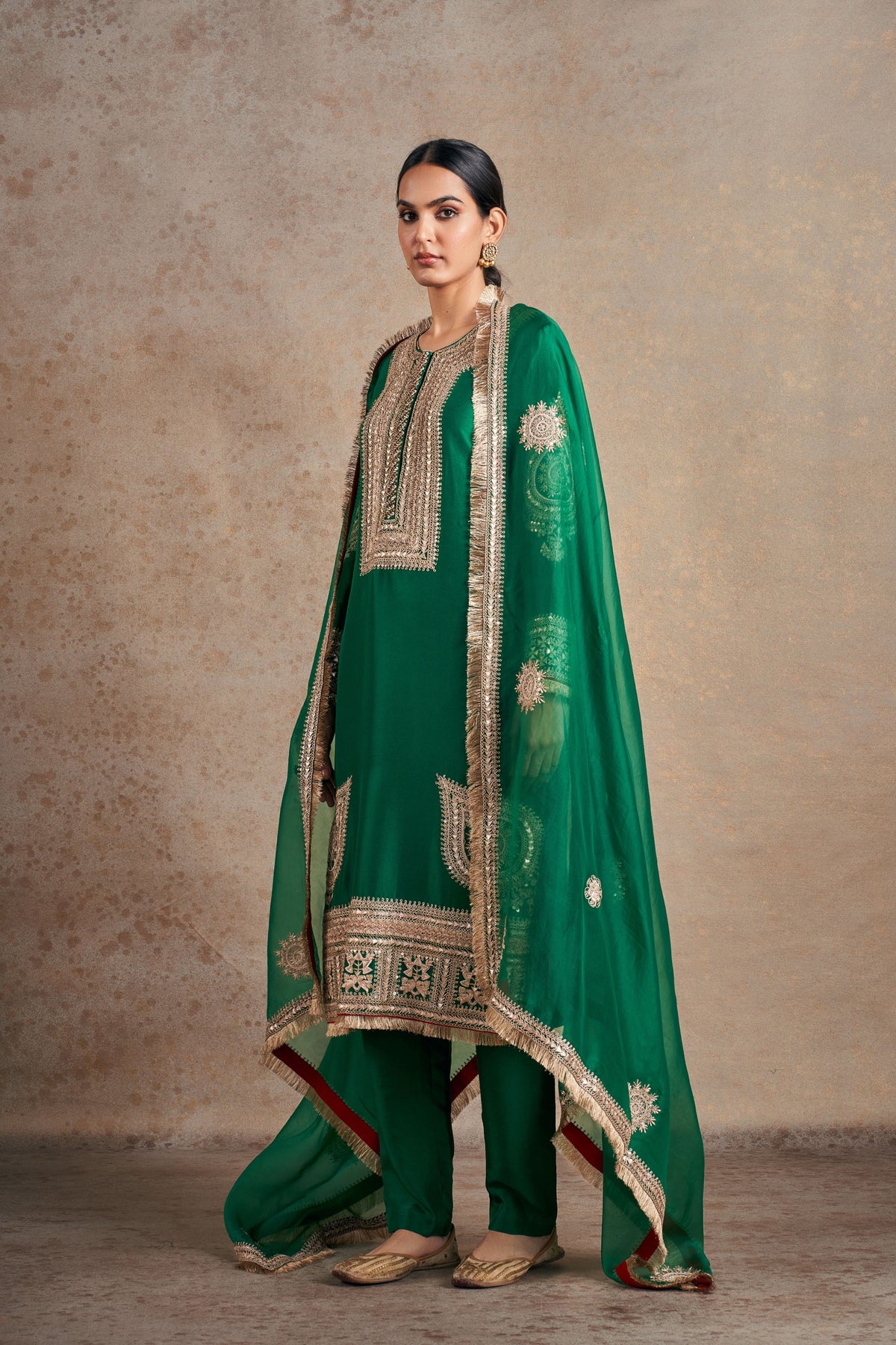 Sophisticated Emerald Silk Kurta Set