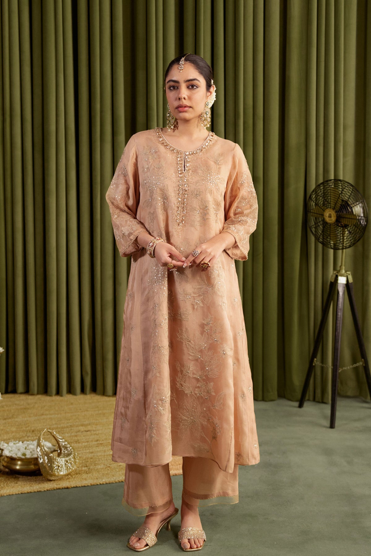 Golden Beige Kalidar Kurta Set