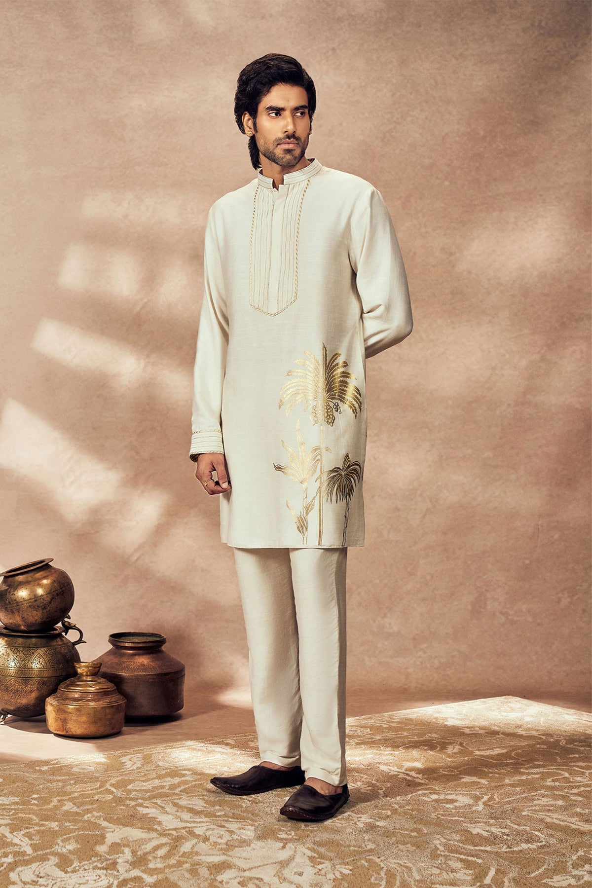 Ivory Palm Blooms Kurta