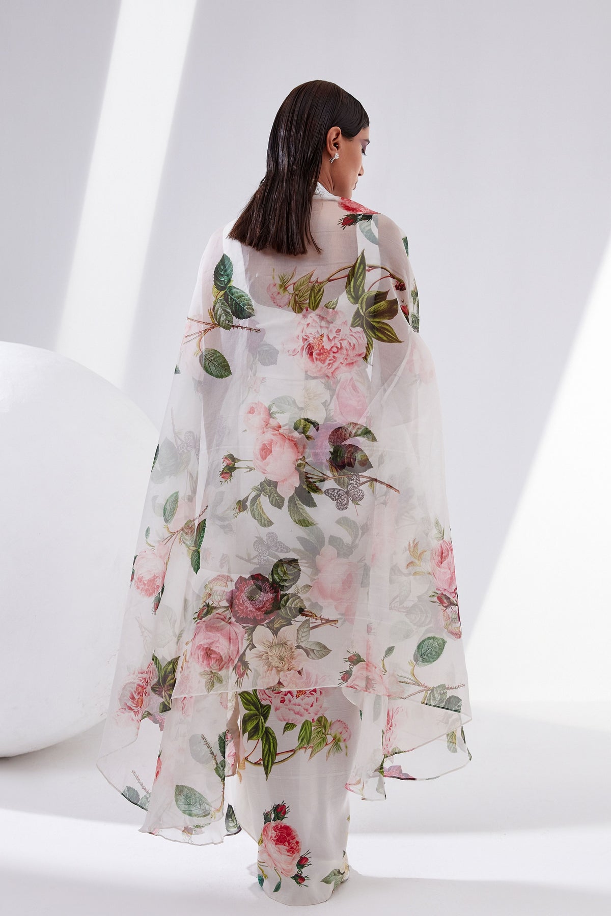 Rose Floral Dress with Cape