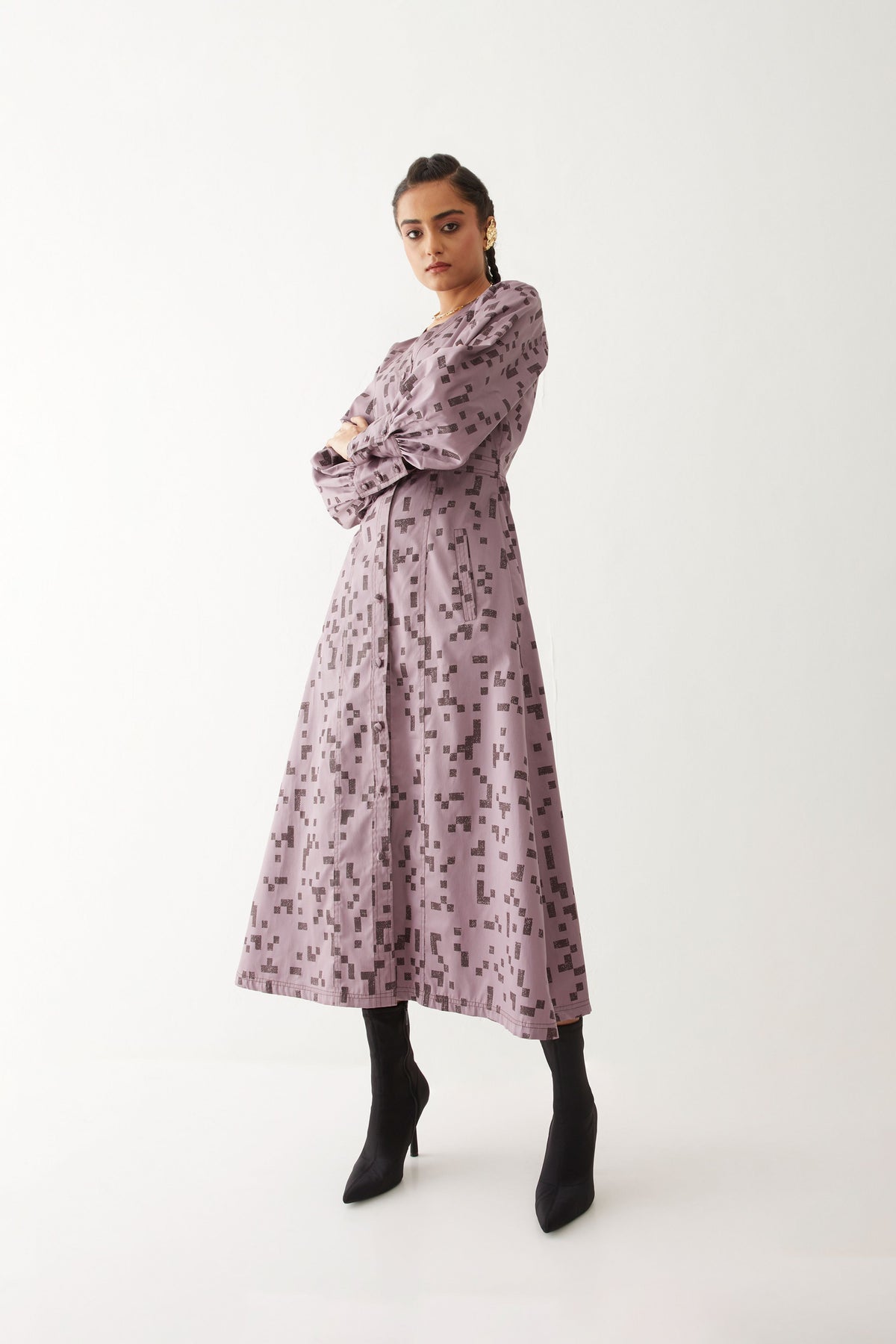 Innis Dress With Cube Print