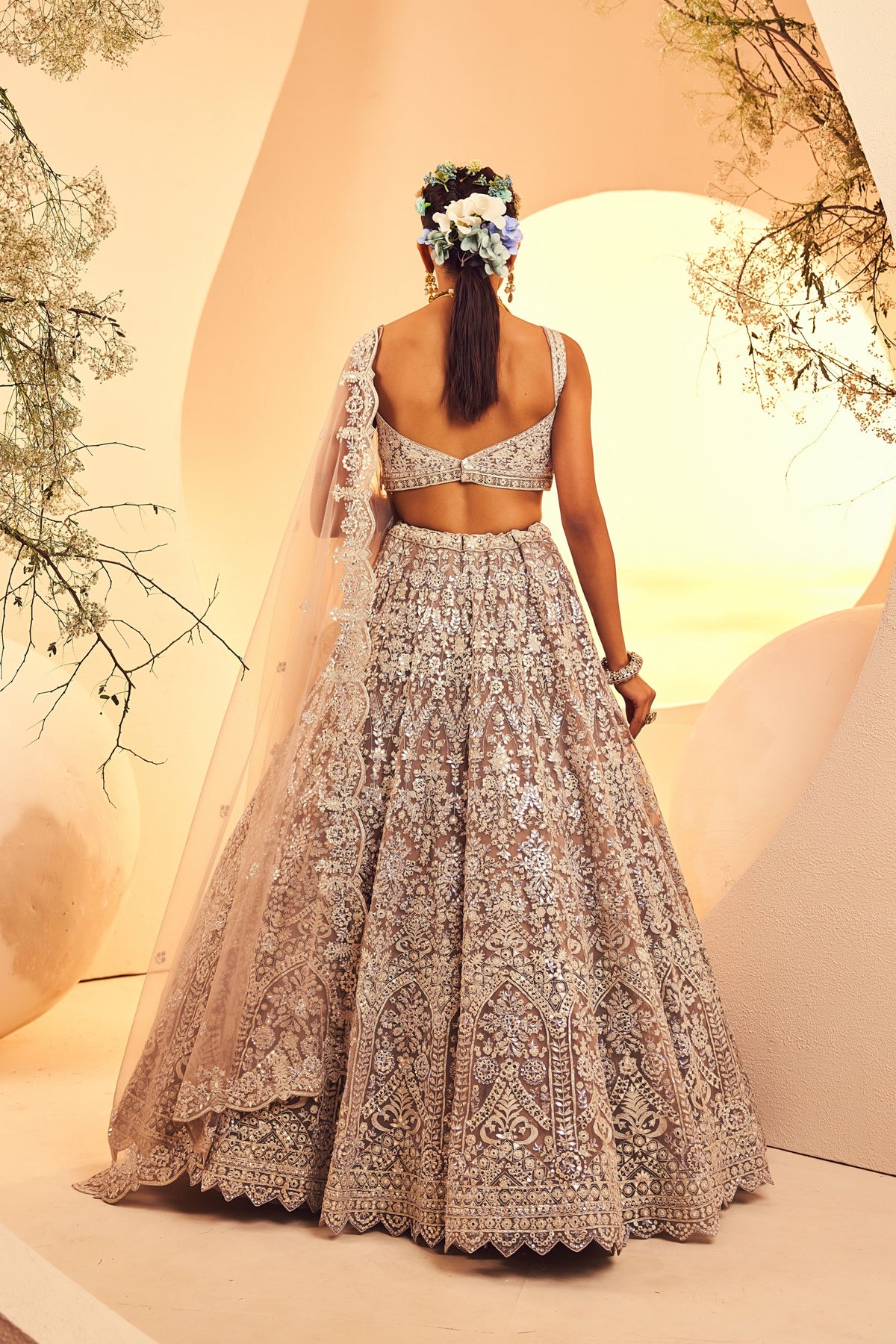 Taupe Mirror Lehenga