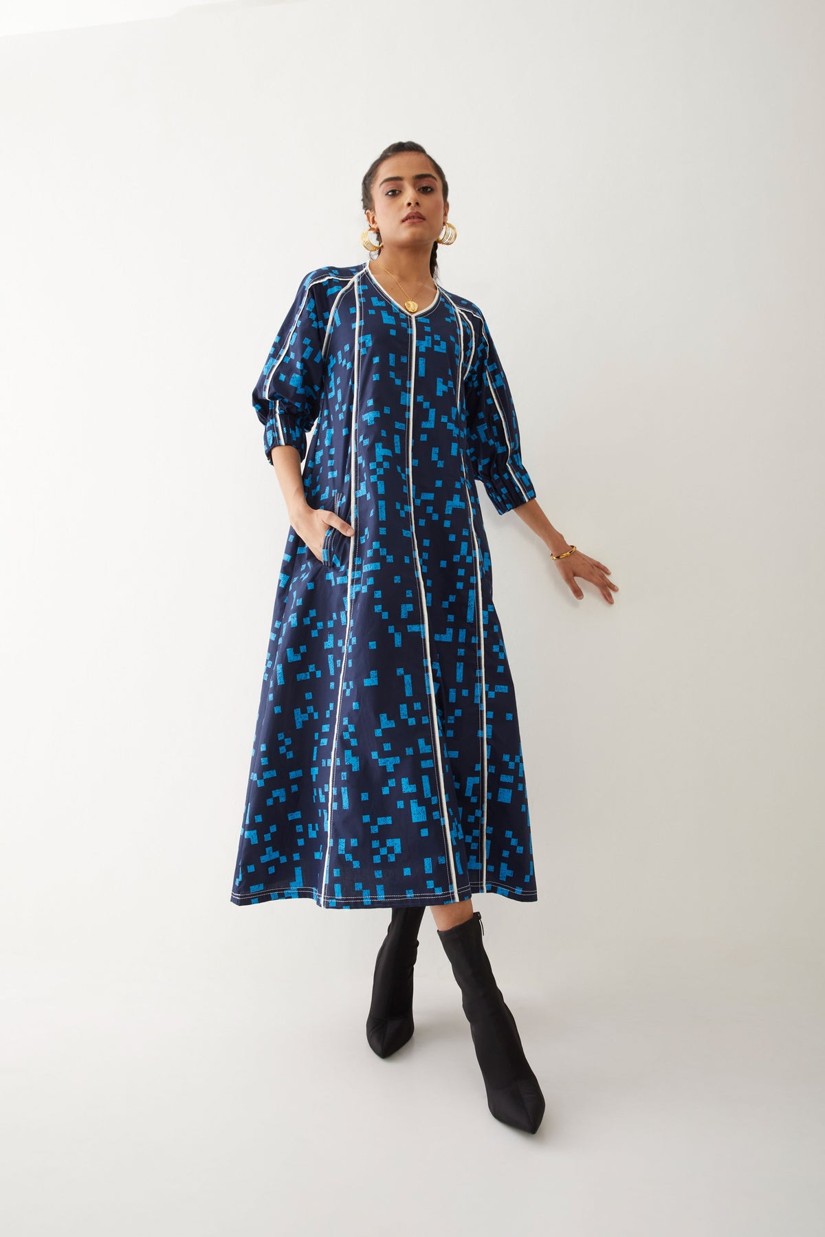 Frida Dress With Cube Print