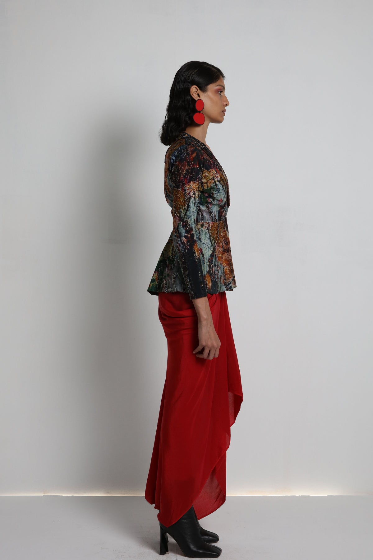 Multicolour Embroidery Jacket Set