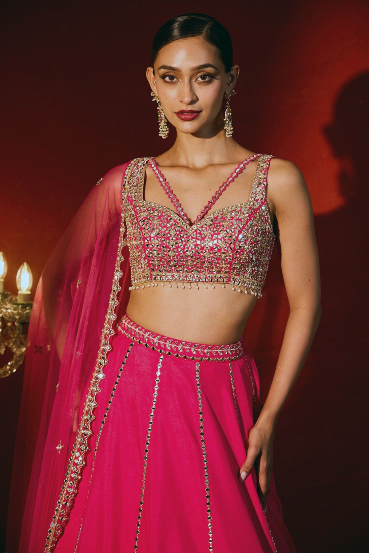 Mirror Scallop Pink  Lehenga Set