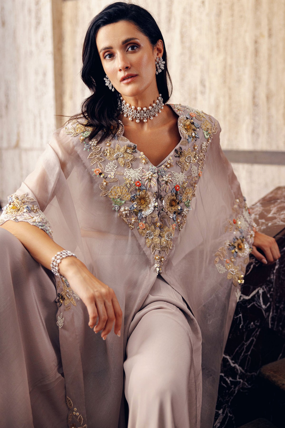 Grey Kaftan Set