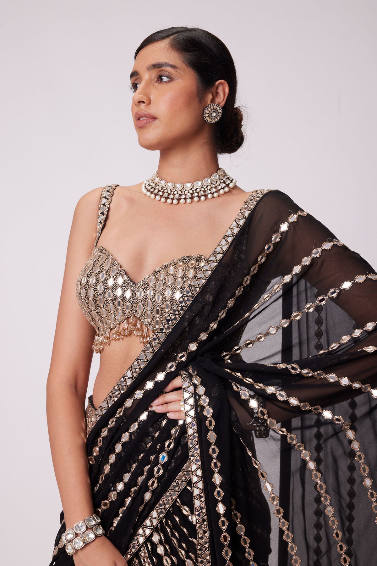 Black Saree Set