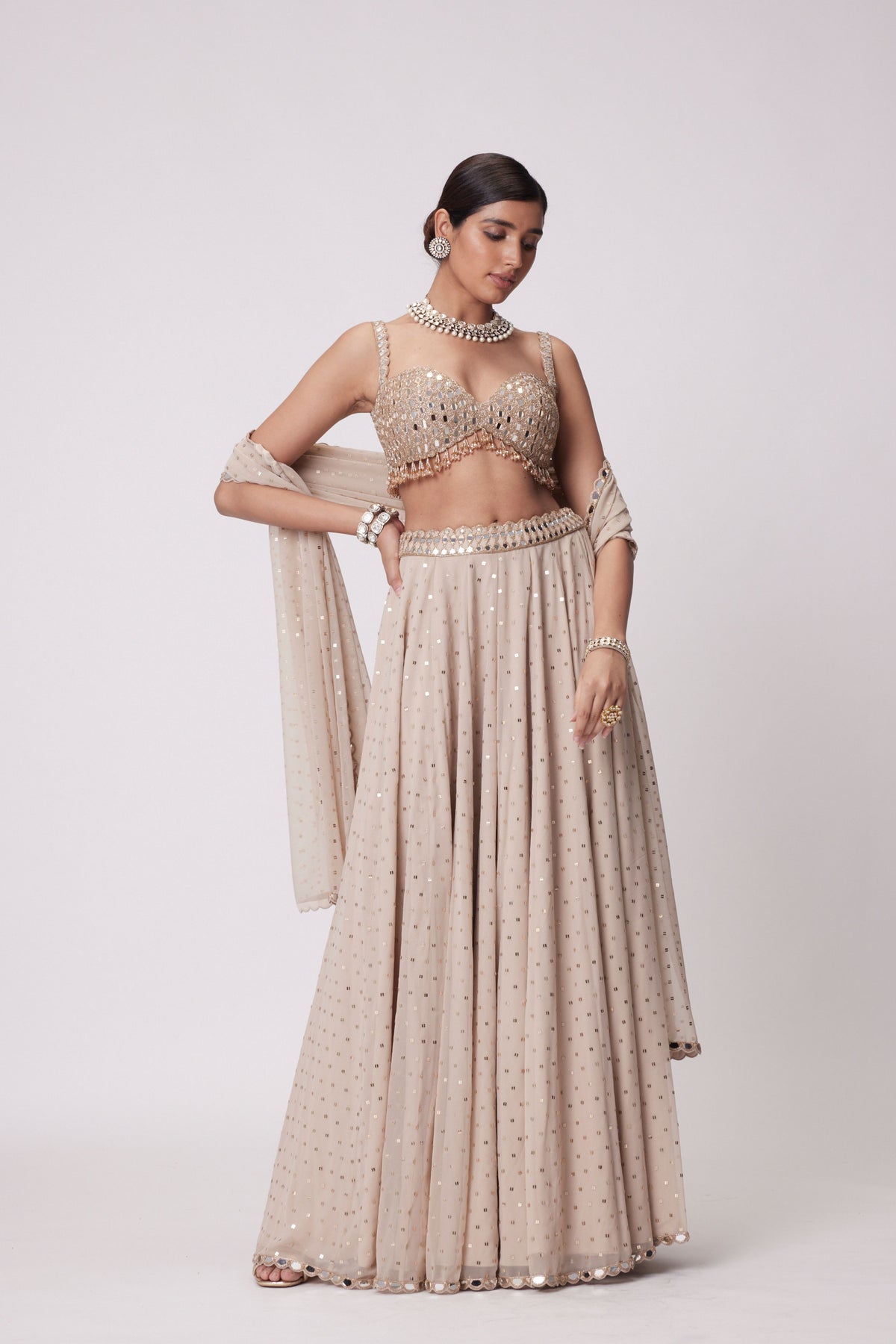 Light Beige Lehenga Pants Set