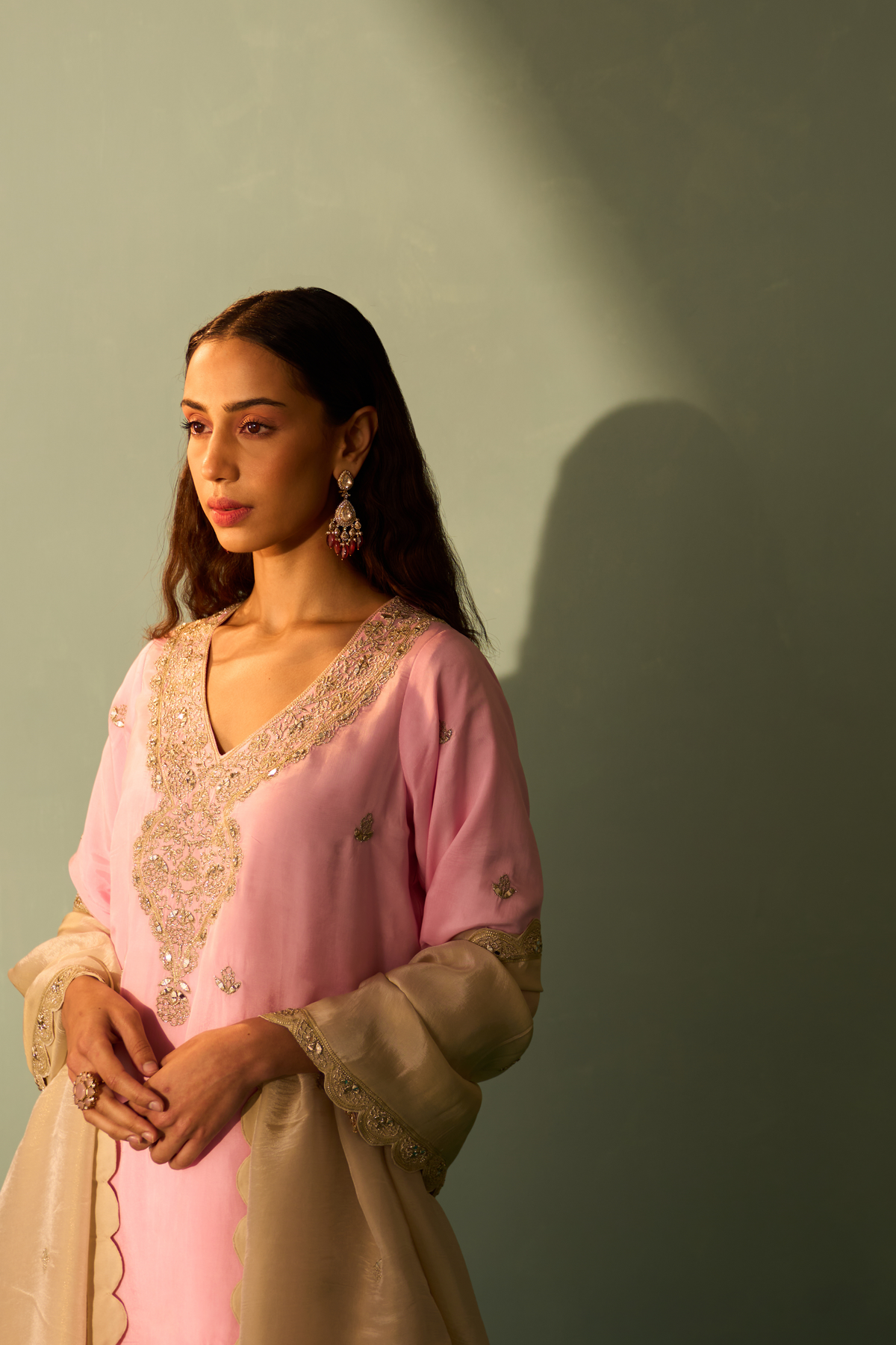 Blush Pink Silk Kurta Set