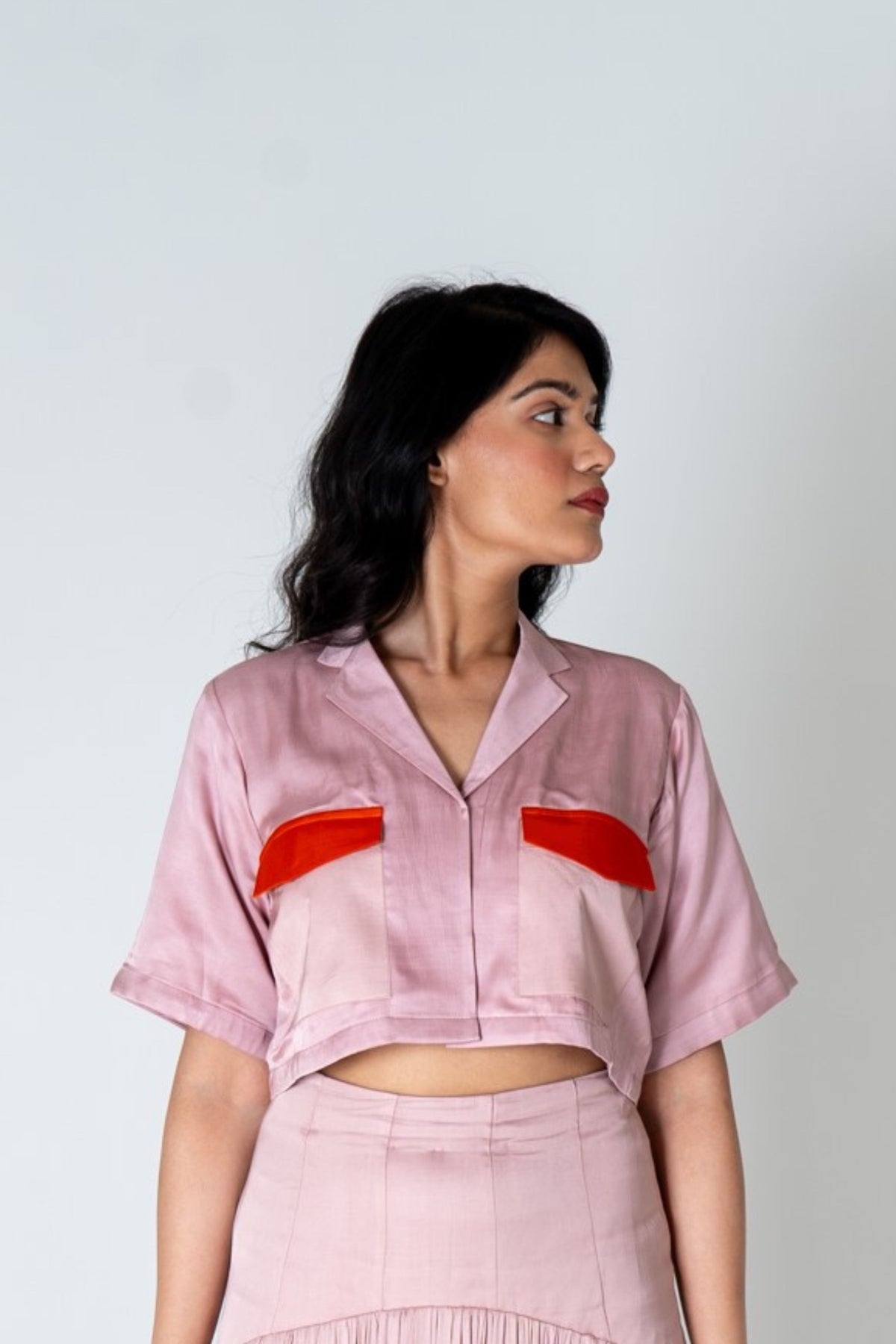 Pink-orange Crop Top