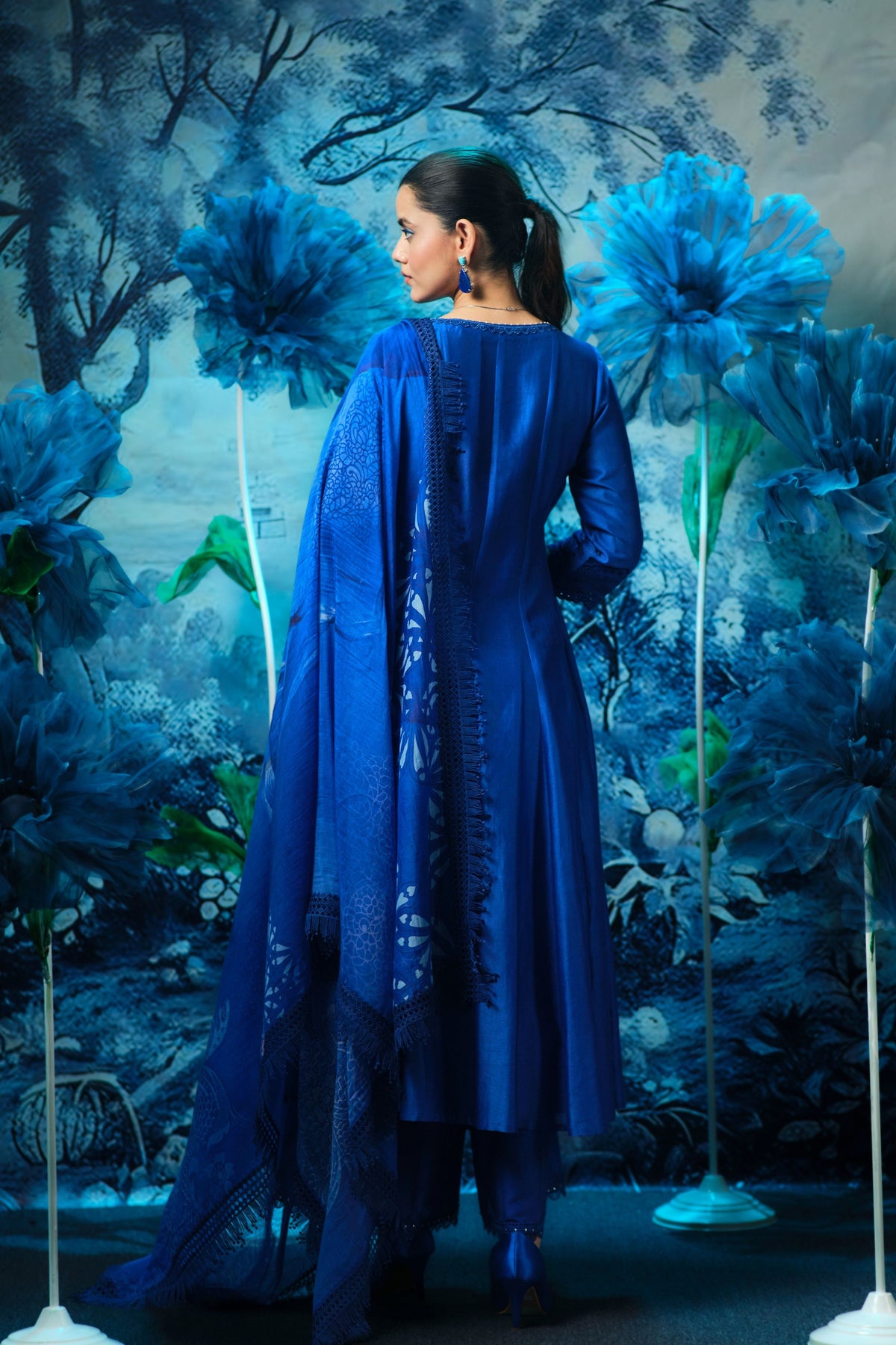 Indigo Anarkali Set