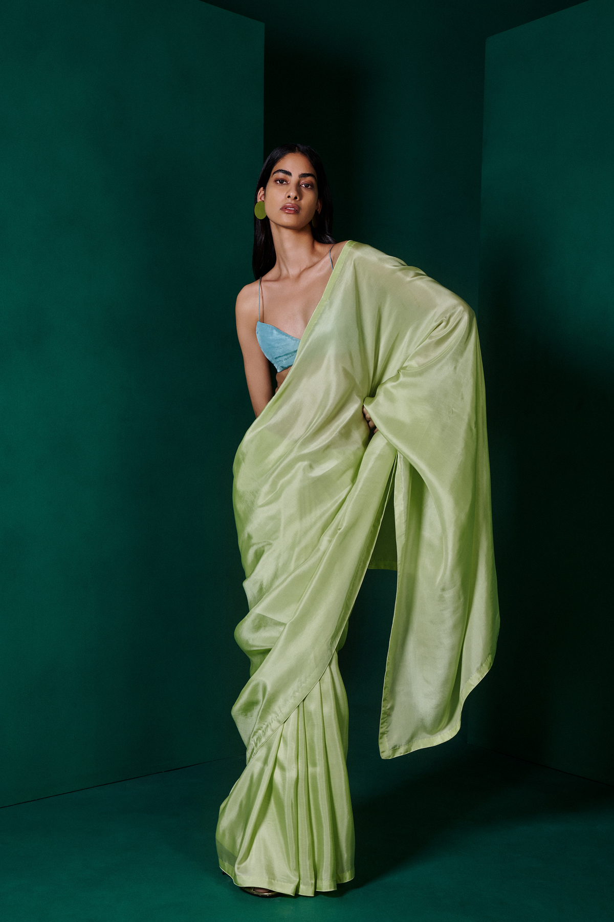 Handwoven Sage Green Silk Sari