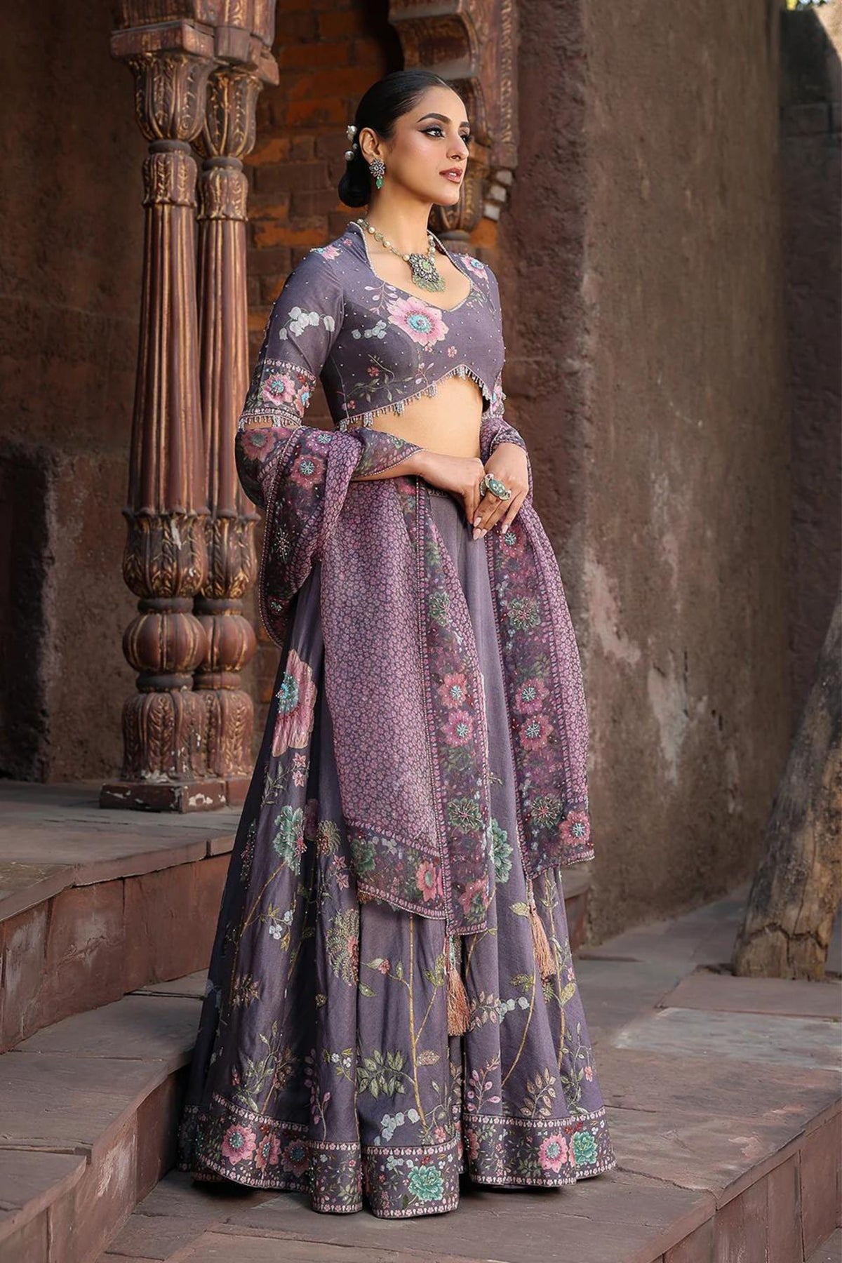 Mughal Lehenga Set in Purple