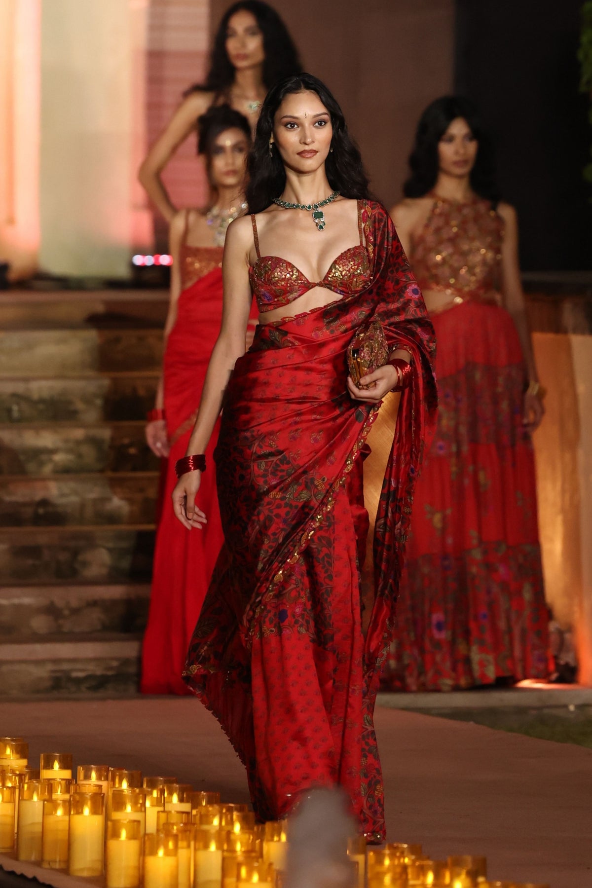 Surkh Laal Printed Saree Set