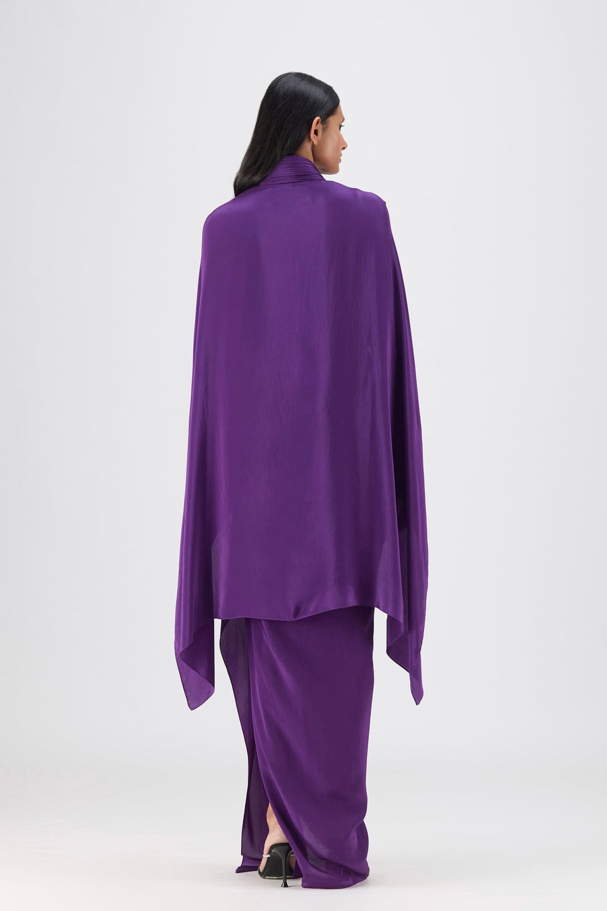 Metallic Structured Cape In Purple