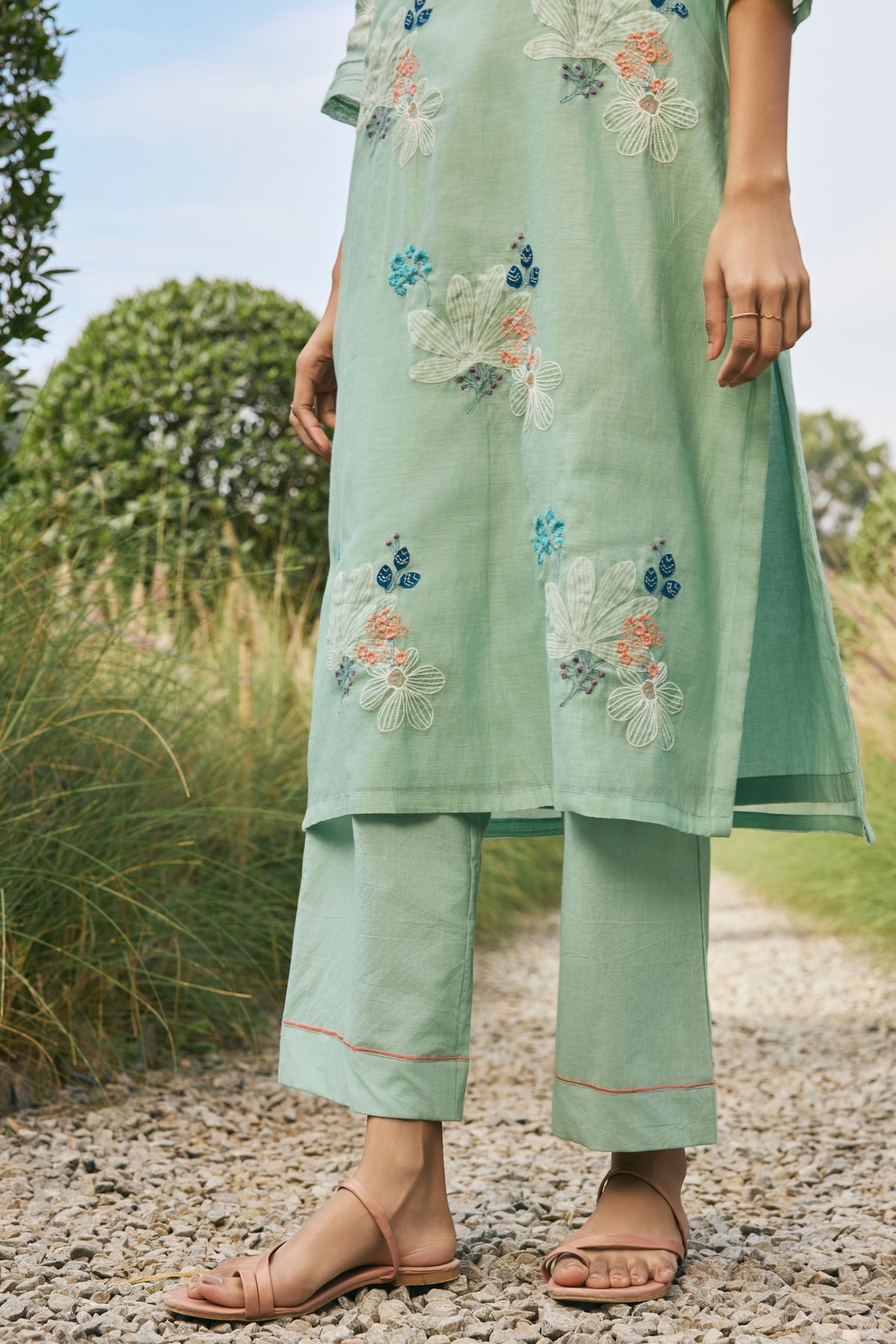 Mint Applique Kurta Set