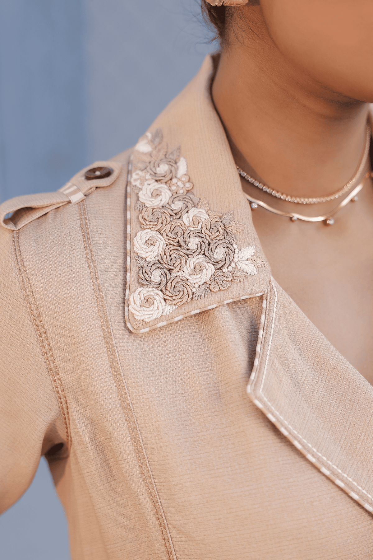 Azure Trench Coat Set in Beige
