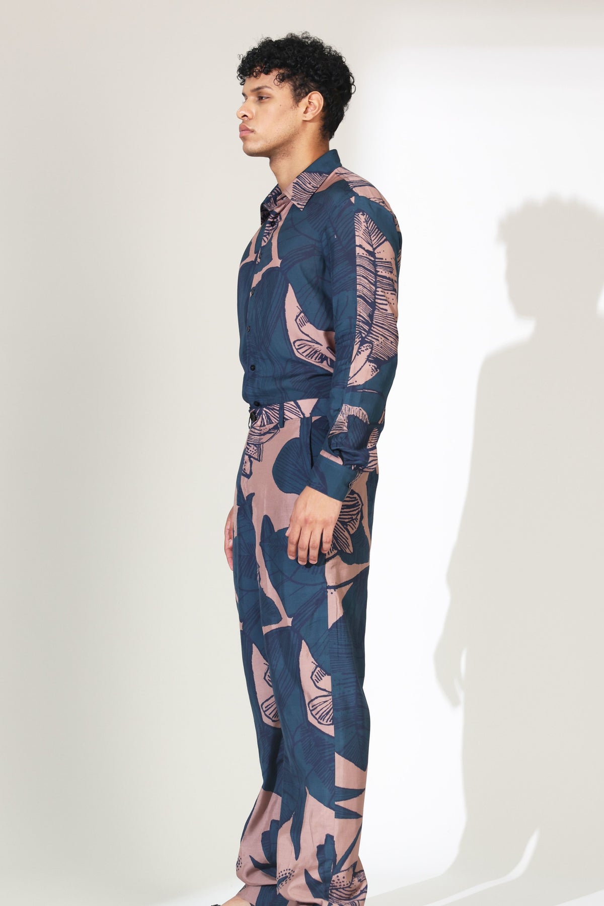Orange and Blue Floral Shirt