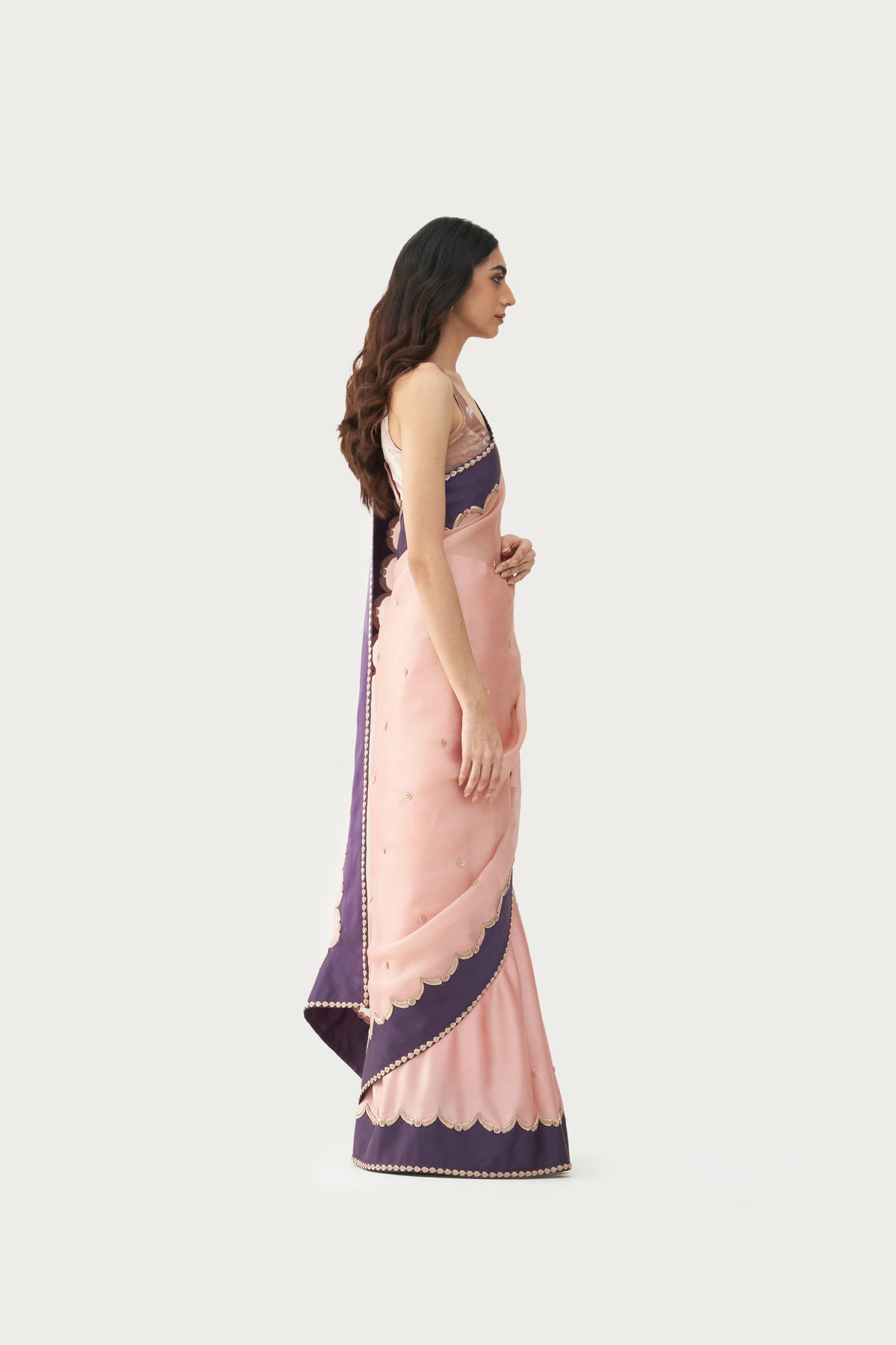 Firdaus charcoal embroidered saree
