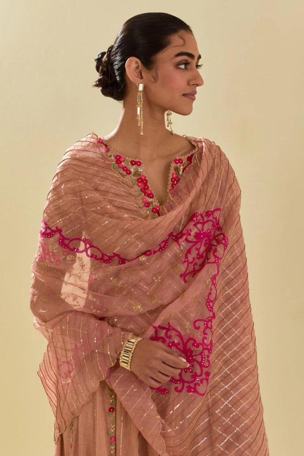 Pink Embroidered Lehenga Set
