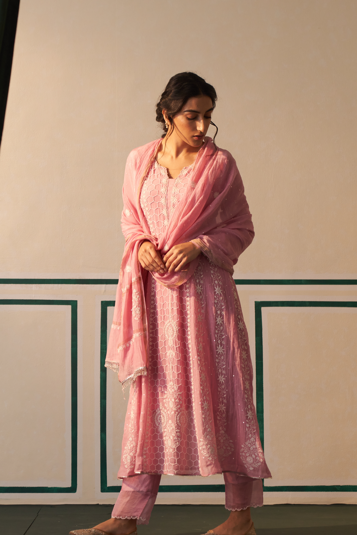 Pink  Anarkali Set