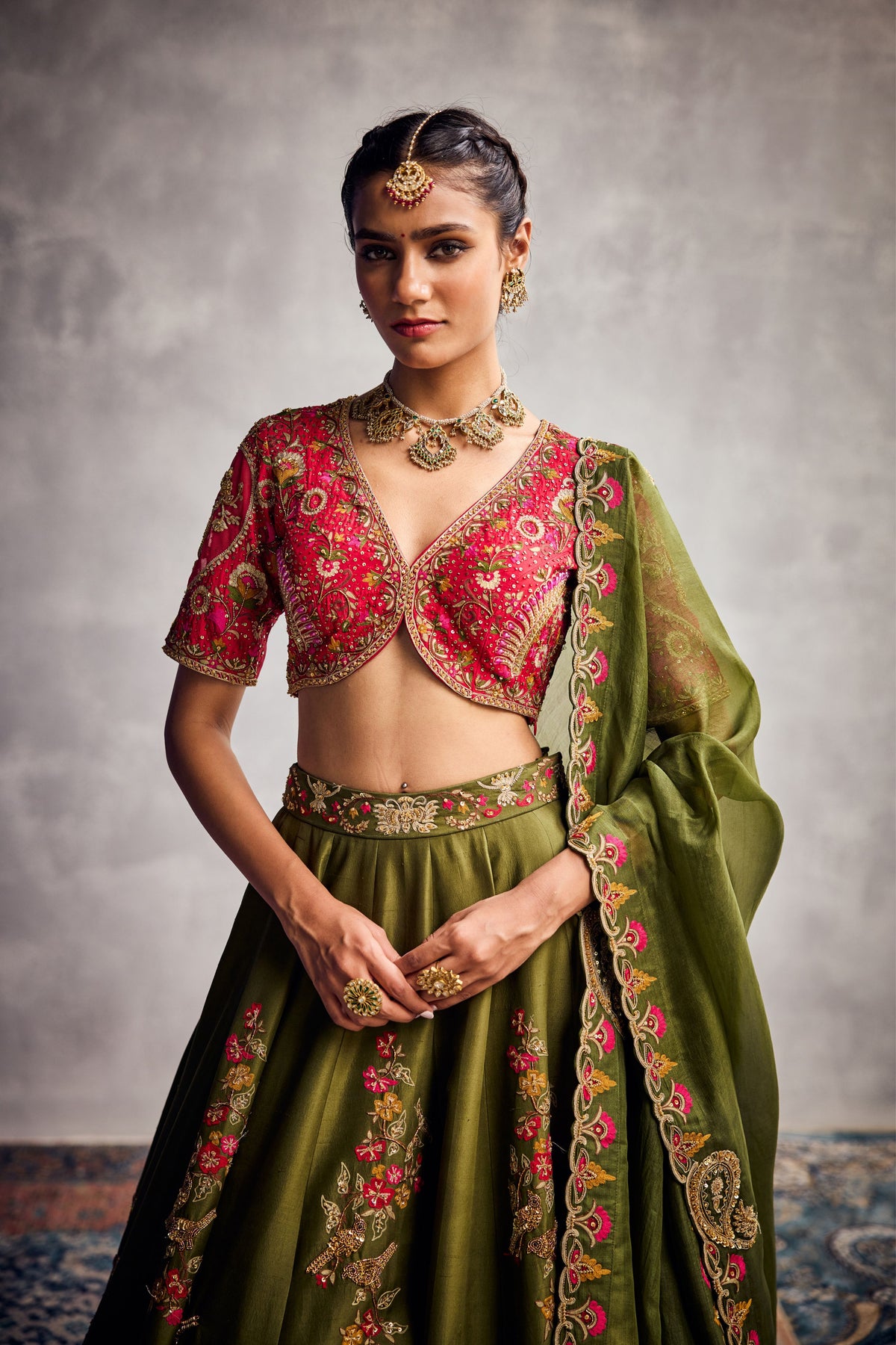 Woodbine Green Lehenga Set