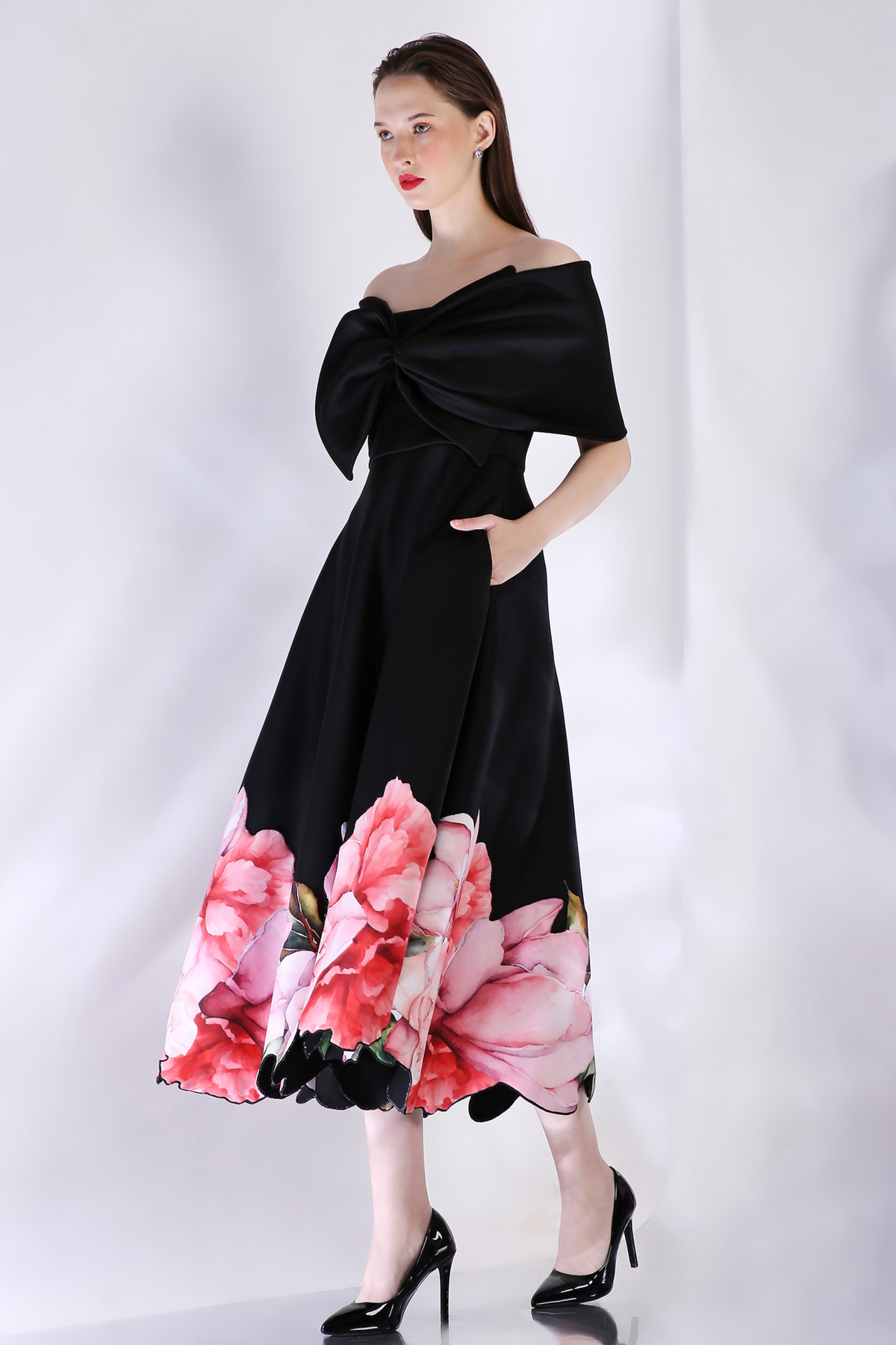 Vivienne Black Printed Dress